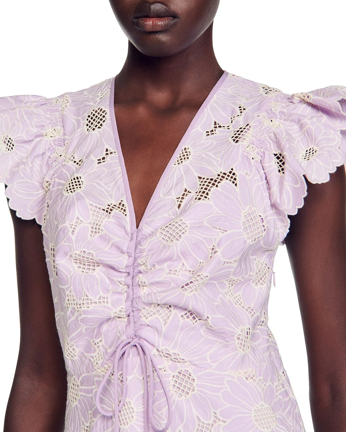 DANIE FLORAL LACE MINI DRESS IN PALE PURPLE Gloria Lanvin