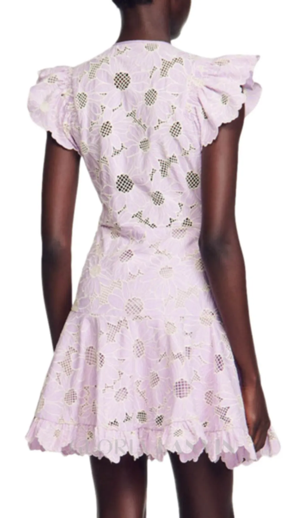 DANIE FLORAL LACE MINI DRESS IN PALE PURPLE Gloria Lanvin