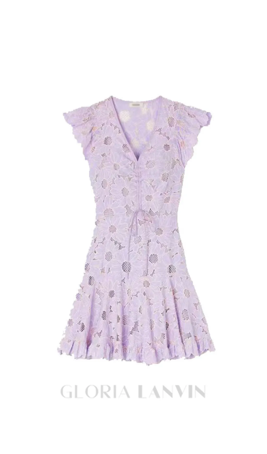 DANIE FLORAL LACE MINI DRESS IN PALE PURPLE Gloria Lanvin