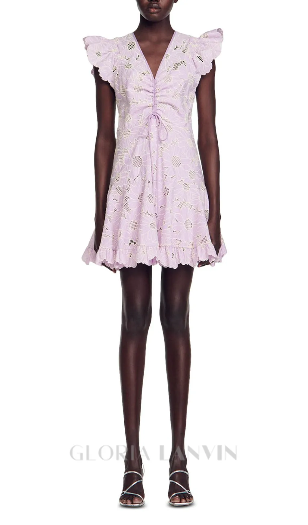 DANIE FLORAL LACE MINI DRESS IN PALE PURPLE Gloria Lanvin