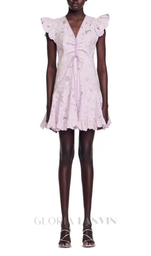 DANIE FLORAL LACE MINI DRESS IN PALE PURPLE Gloria Lanvin