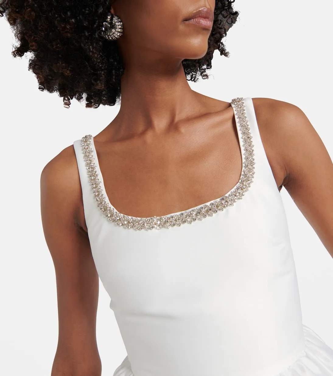 DOROTHY WHITE TAFFETA DIAMANTE MINI DRESS Gloria Lanvin