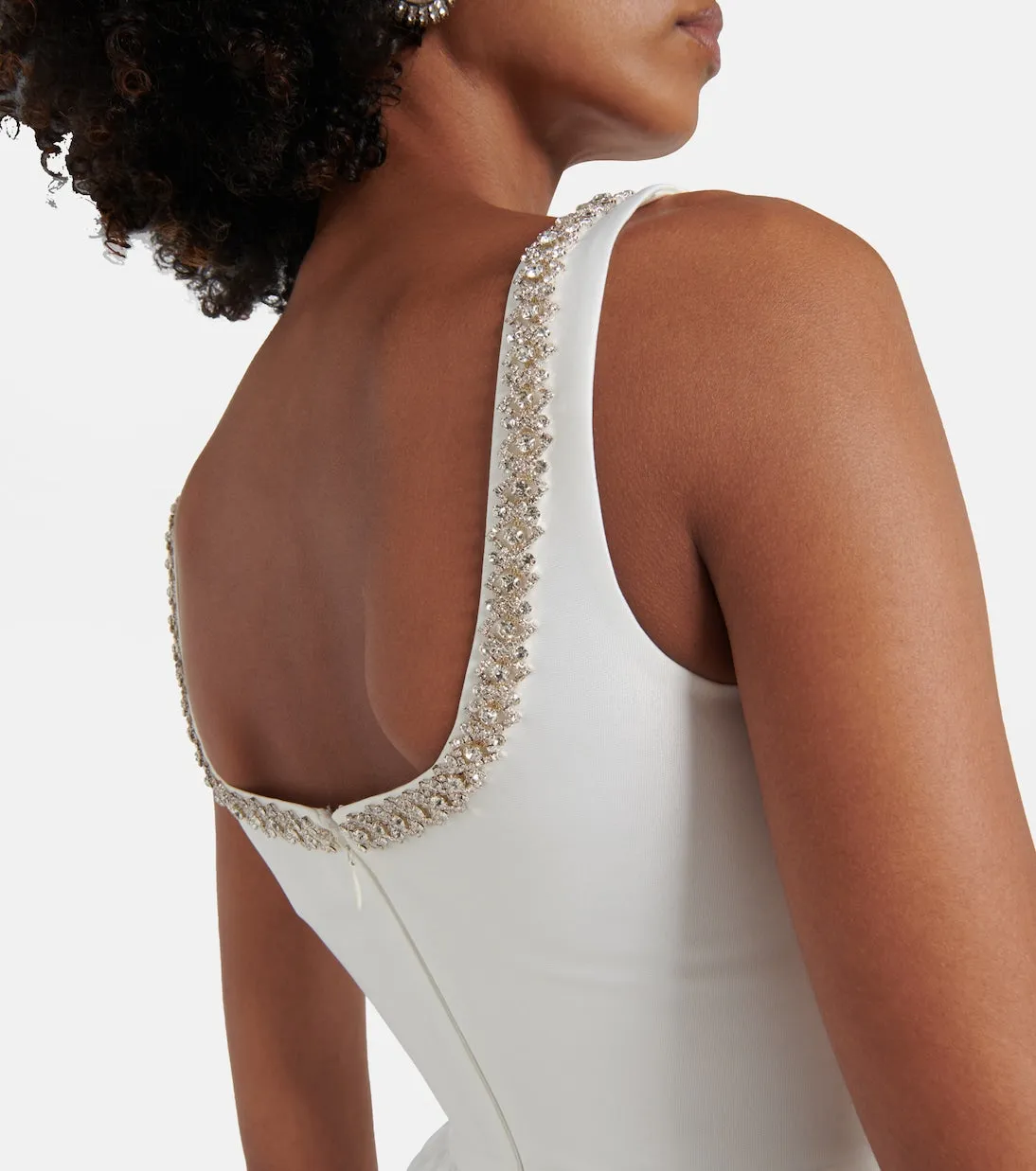 DOROTHY WHITE TAFFETA DIAMANTE MINI DRESS Gloria Lanvin