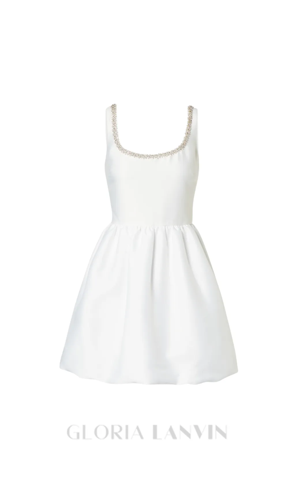 DOROTHY WHITE TAFFETA DIAMANTE MINI DRESS Gloria Lanvin