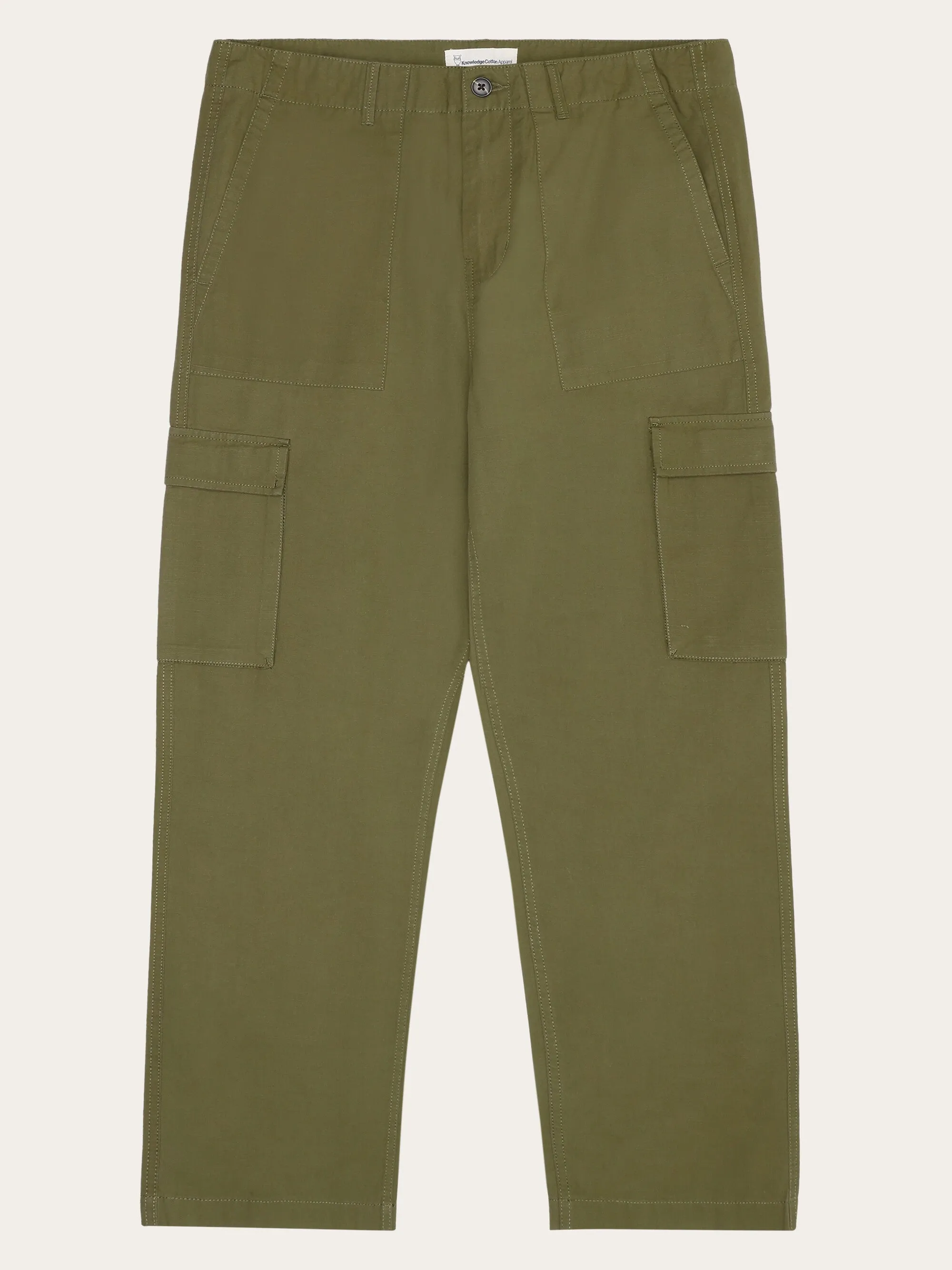 FLINT wide slub yarn pants - GOTS/Vegan - Burned Olive Knowledge Cotton