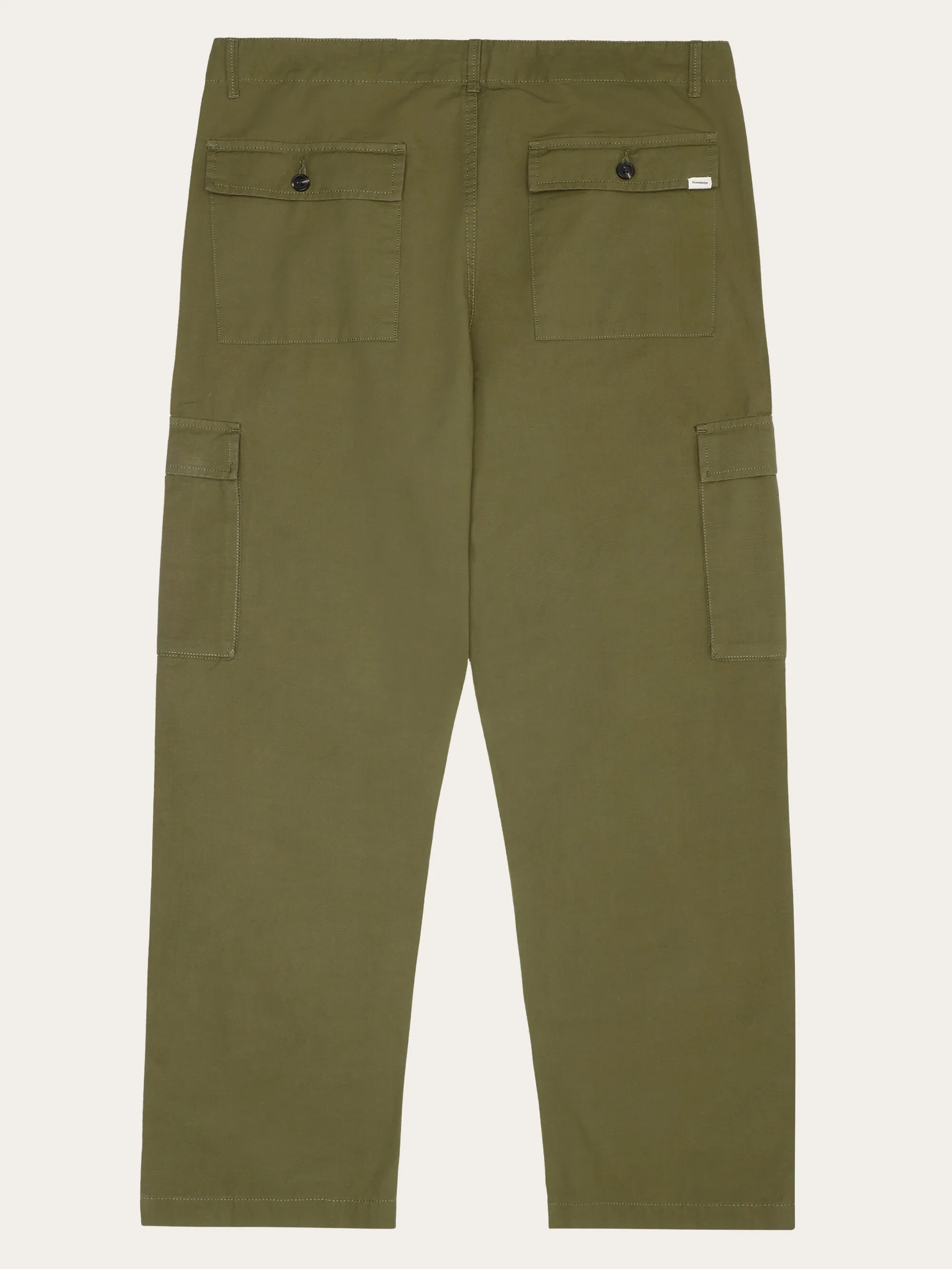 FLINT wide slub yarn pants - GOTS/Vegan - Burned Olive Knowledge Cotton