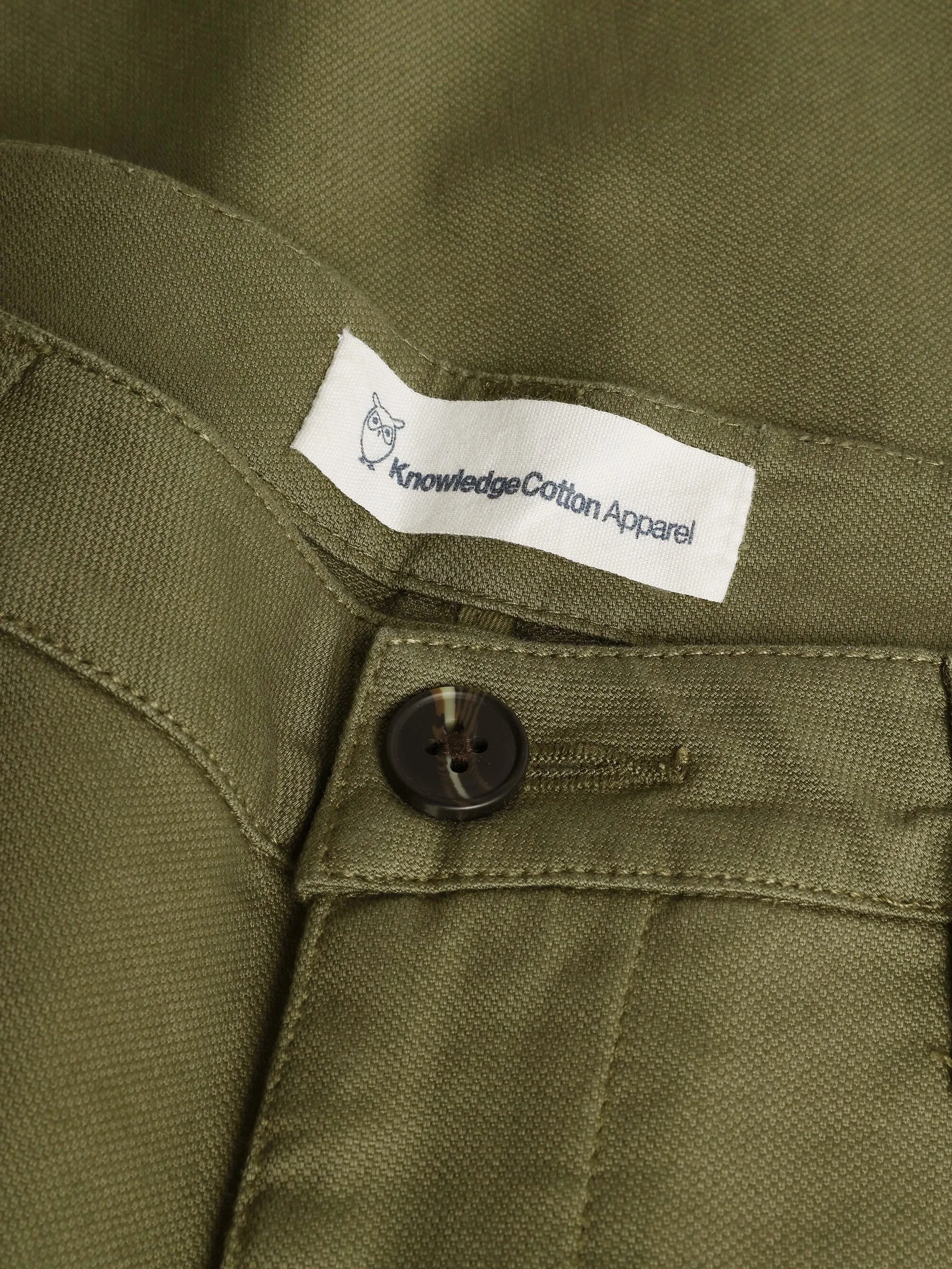 FLINT wide slub yarn pants - GOTS/Vegan - Burned Olive Knowledge Cotton