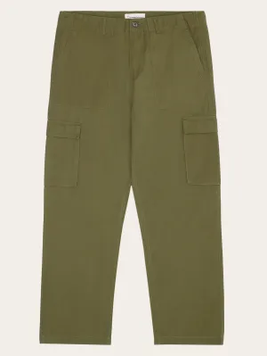 FLINT wide slub yarn pants - GOTS/Vegan - Burned Olive Knowledge Cotton