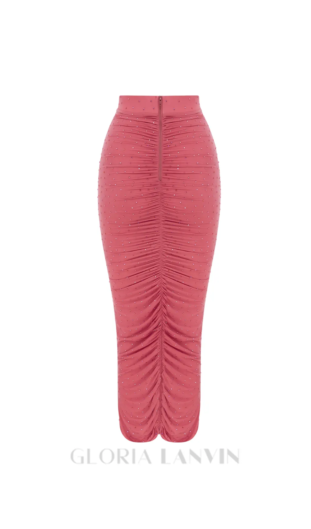 FREDERICA GARNET ROSE RUCHED SKIRT IN CRYSTAL JERSEY Gloria Lanvin