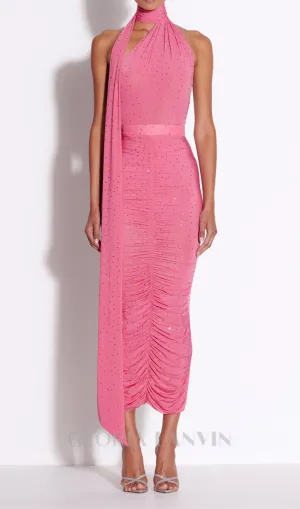 FREDERICA GARNET ROSE RUCHED SKIRT IN CRYSTAL JERSEY Gloria Lanvin