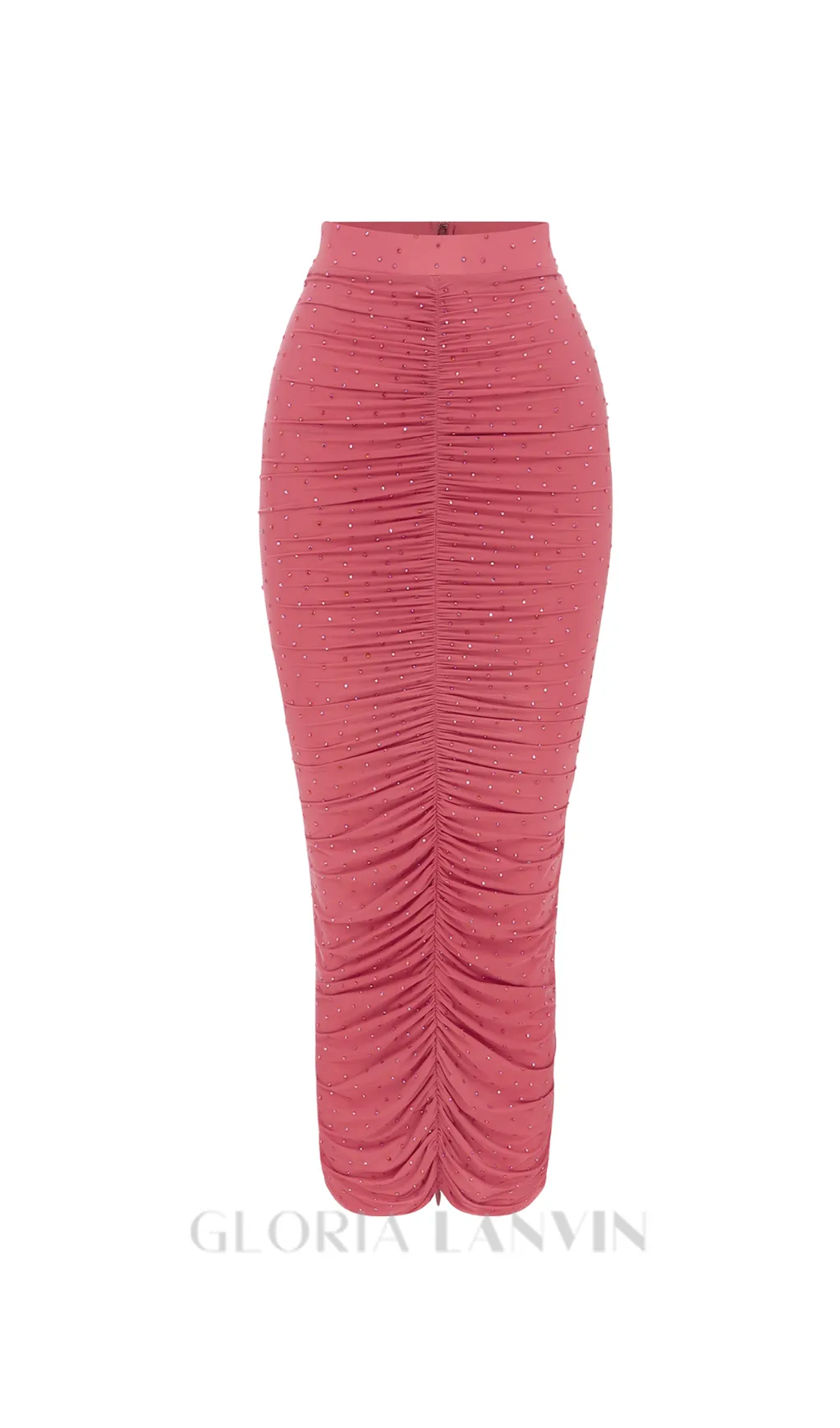 FREDERICA GARNET ROSE RUCHED SKIRT IN CRYSTAL JERSEY Gloria Lanvin