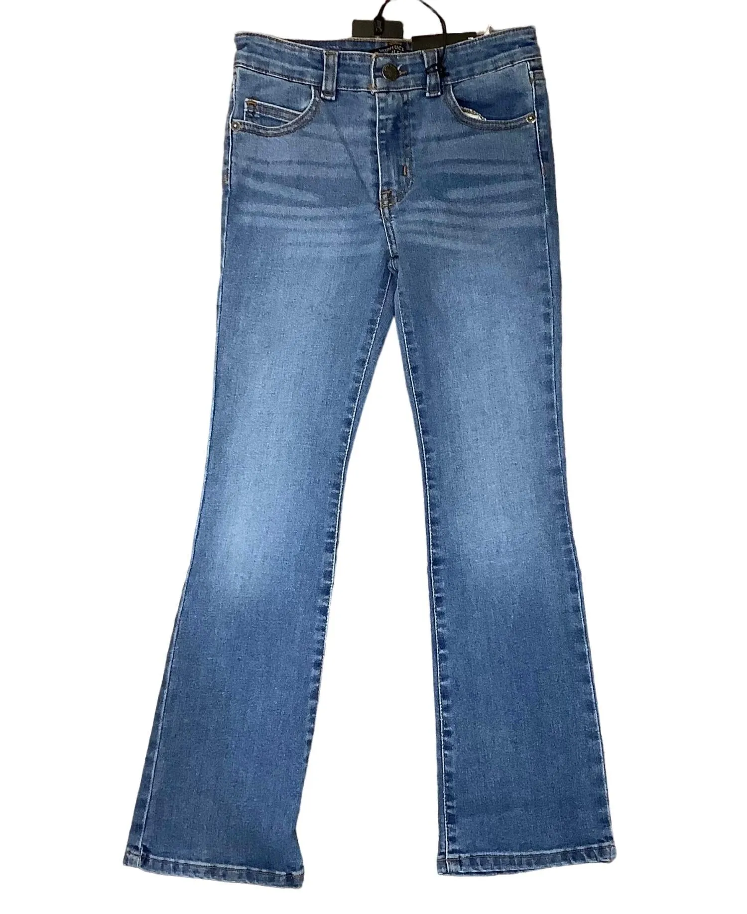 Girl's Mid Rise Bootcut Jeans In Mid Wash