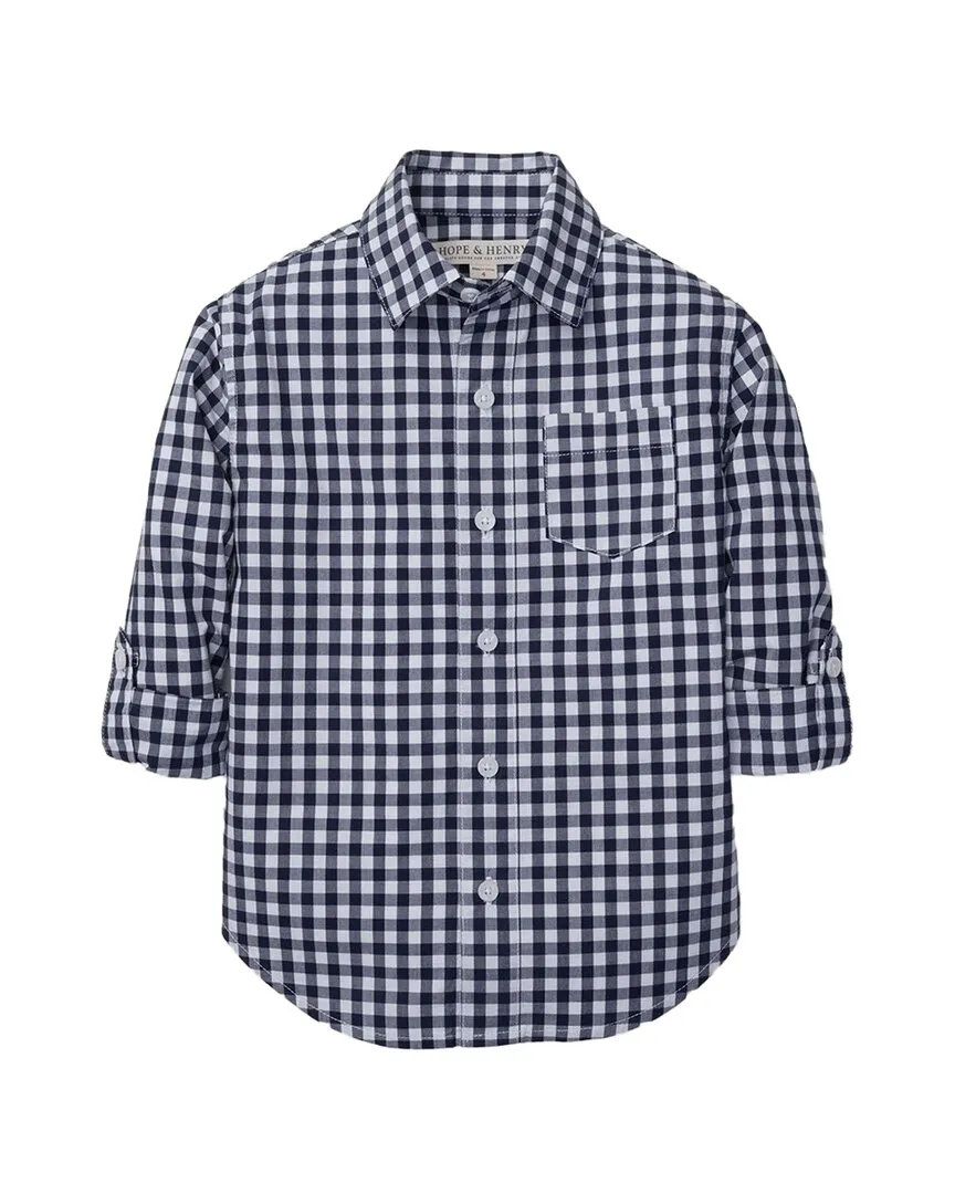 Hope & Henry Poplin Long Sleeve Rolled Shirt
