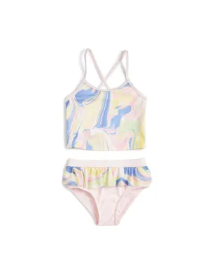 Kid's Girl 2 Pcs Tie Dye Top & Bottom Bikini Set,Mullti