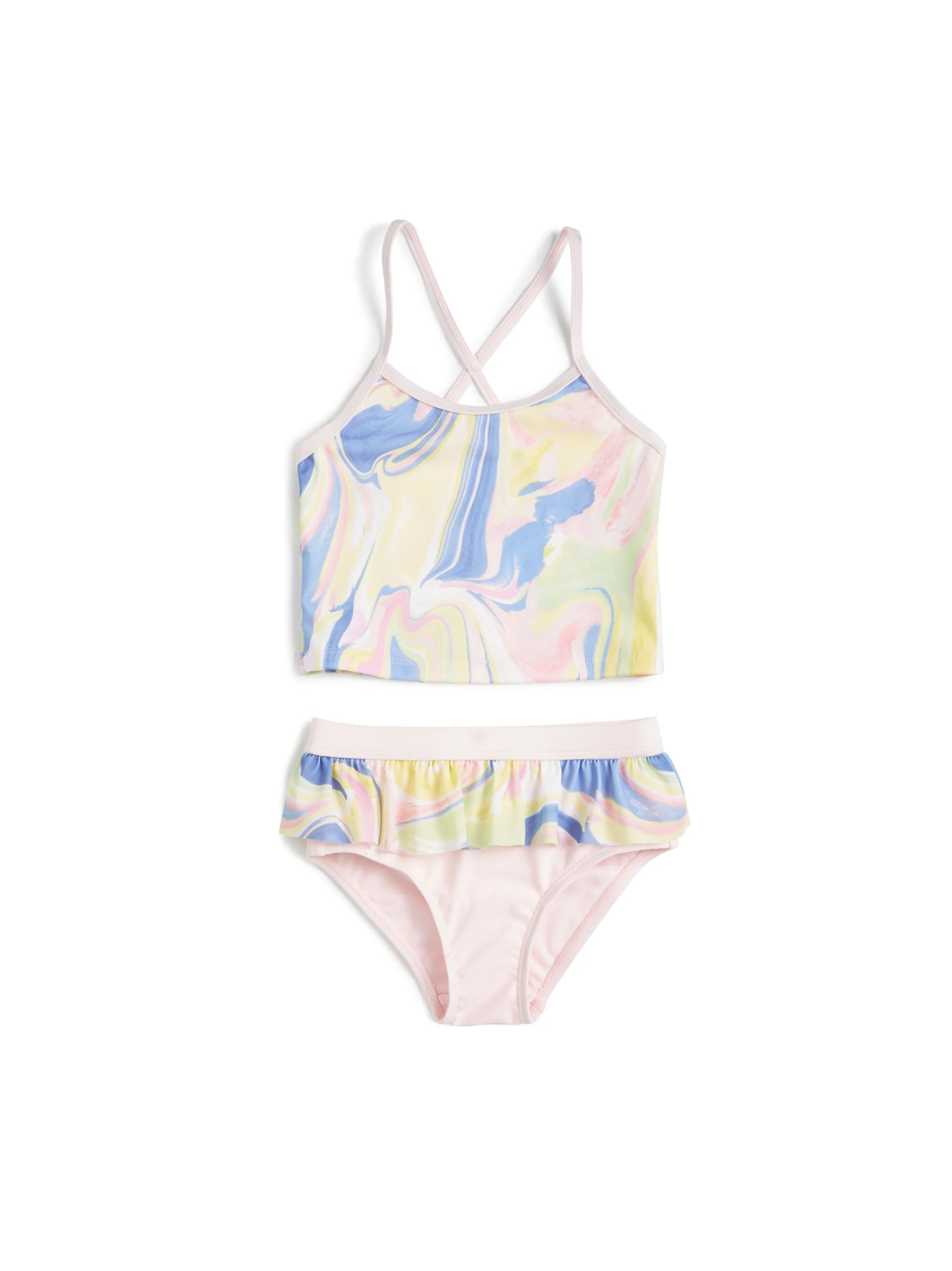 Kid's Girl 2 Pcs Tie Dye Top & Bottom Bikini Set,Mullti