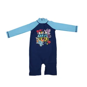 Kids Girl Graphic Print Swimsuit,Navy