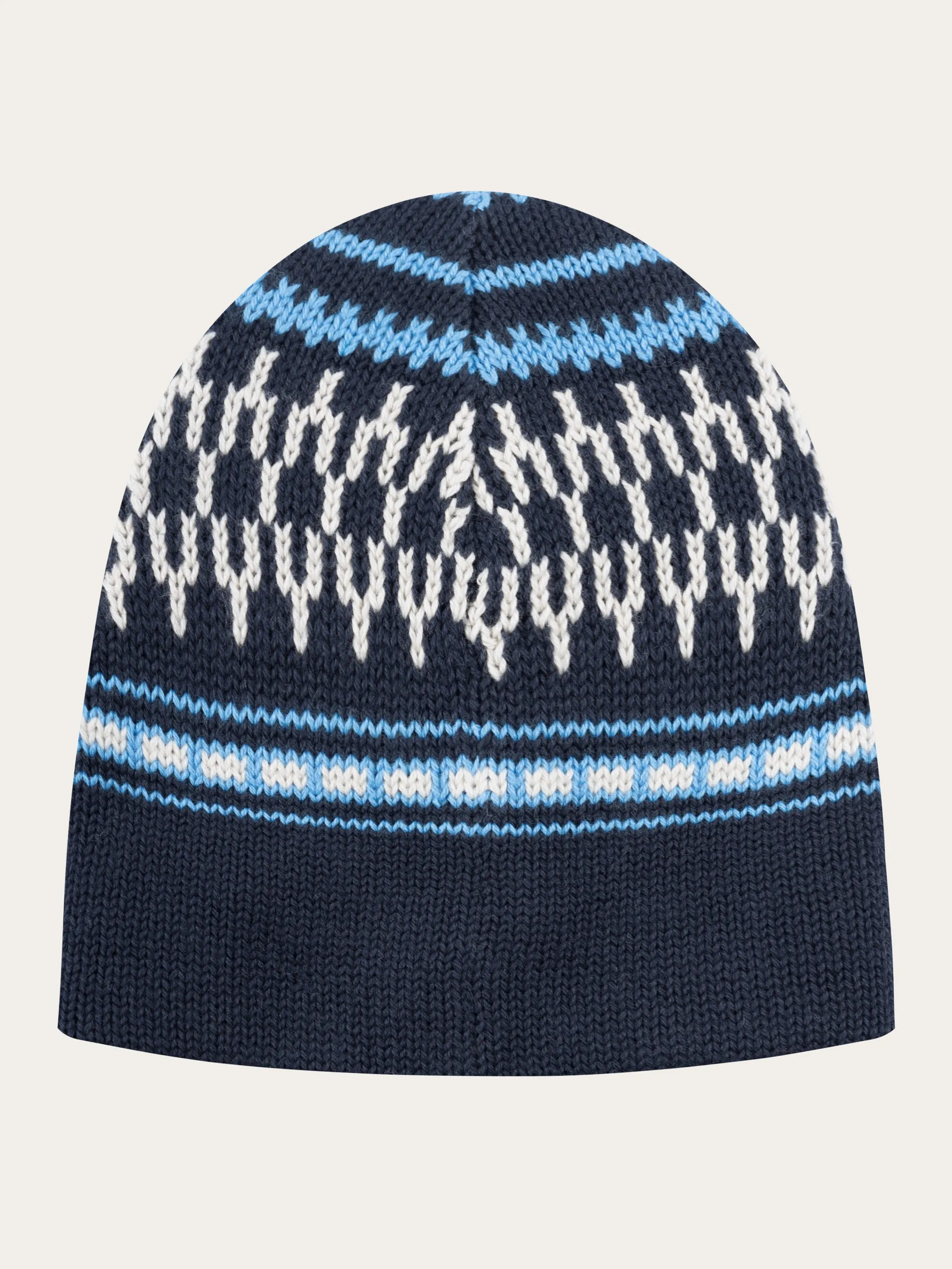 Kids Jacquard knit beanie - Blue stripe Knowledge Cotton