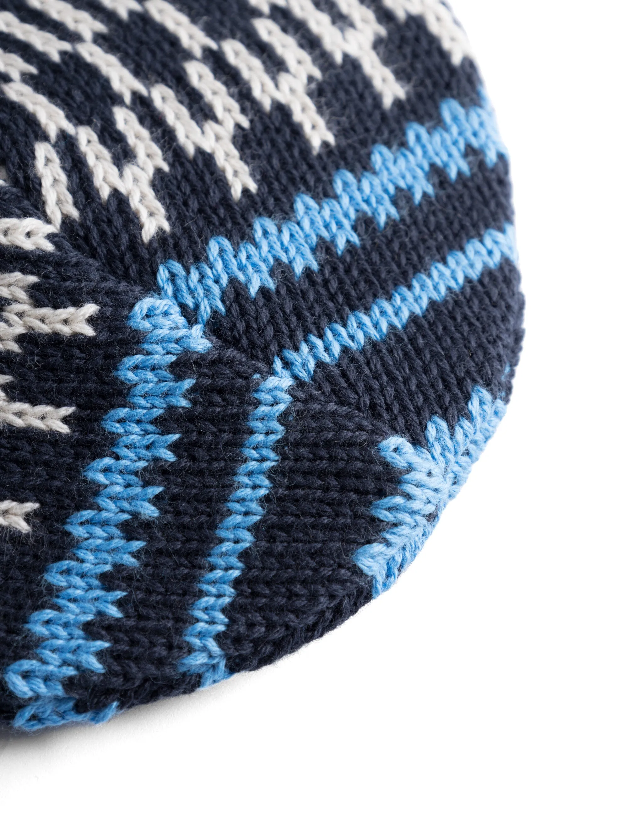 Kids Jacquard knit beanie - Blue stripe Knowledge Cotton