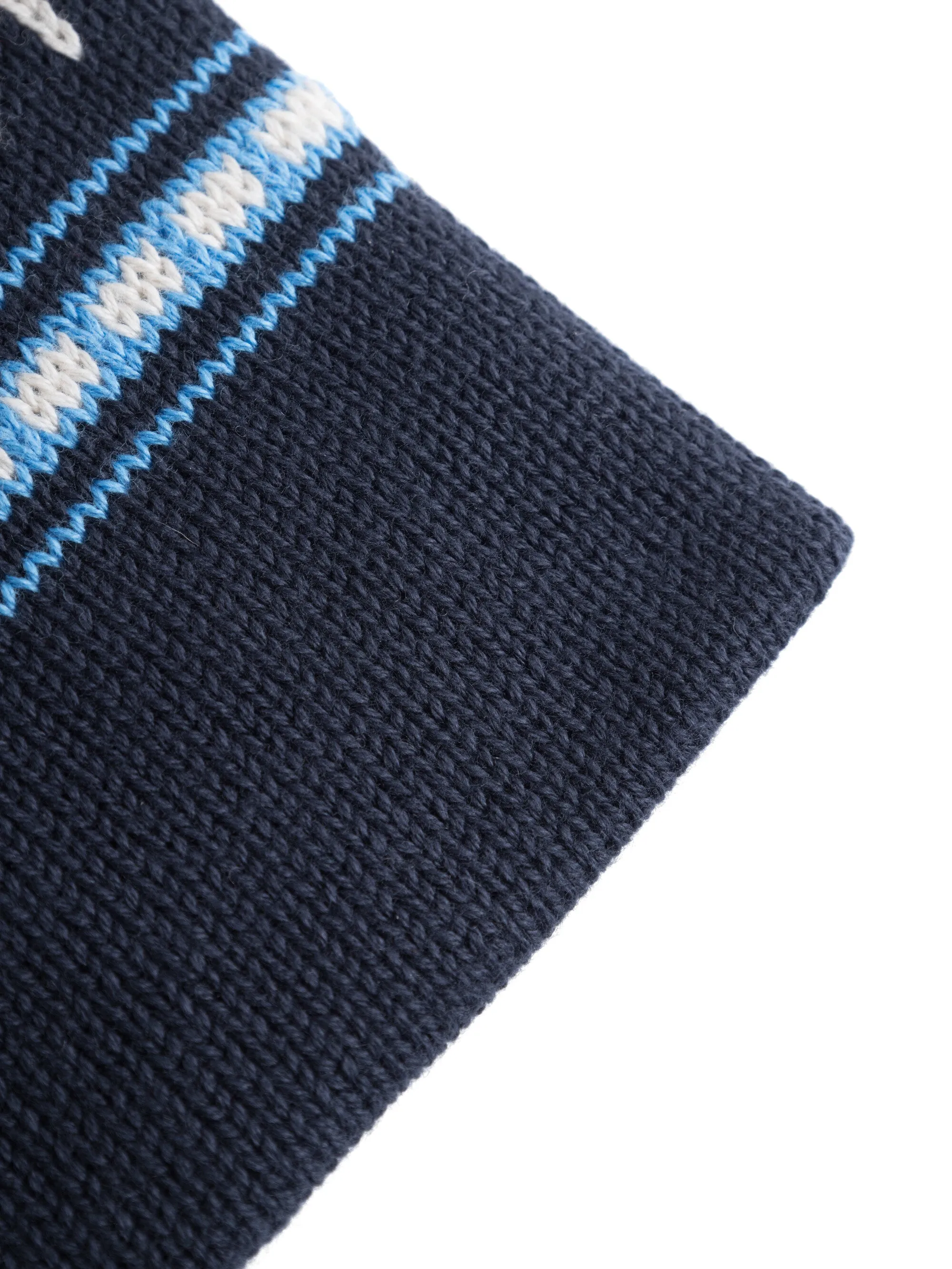 Kids Jacquard knit beanie - Blue stripe Knowledge Cotton