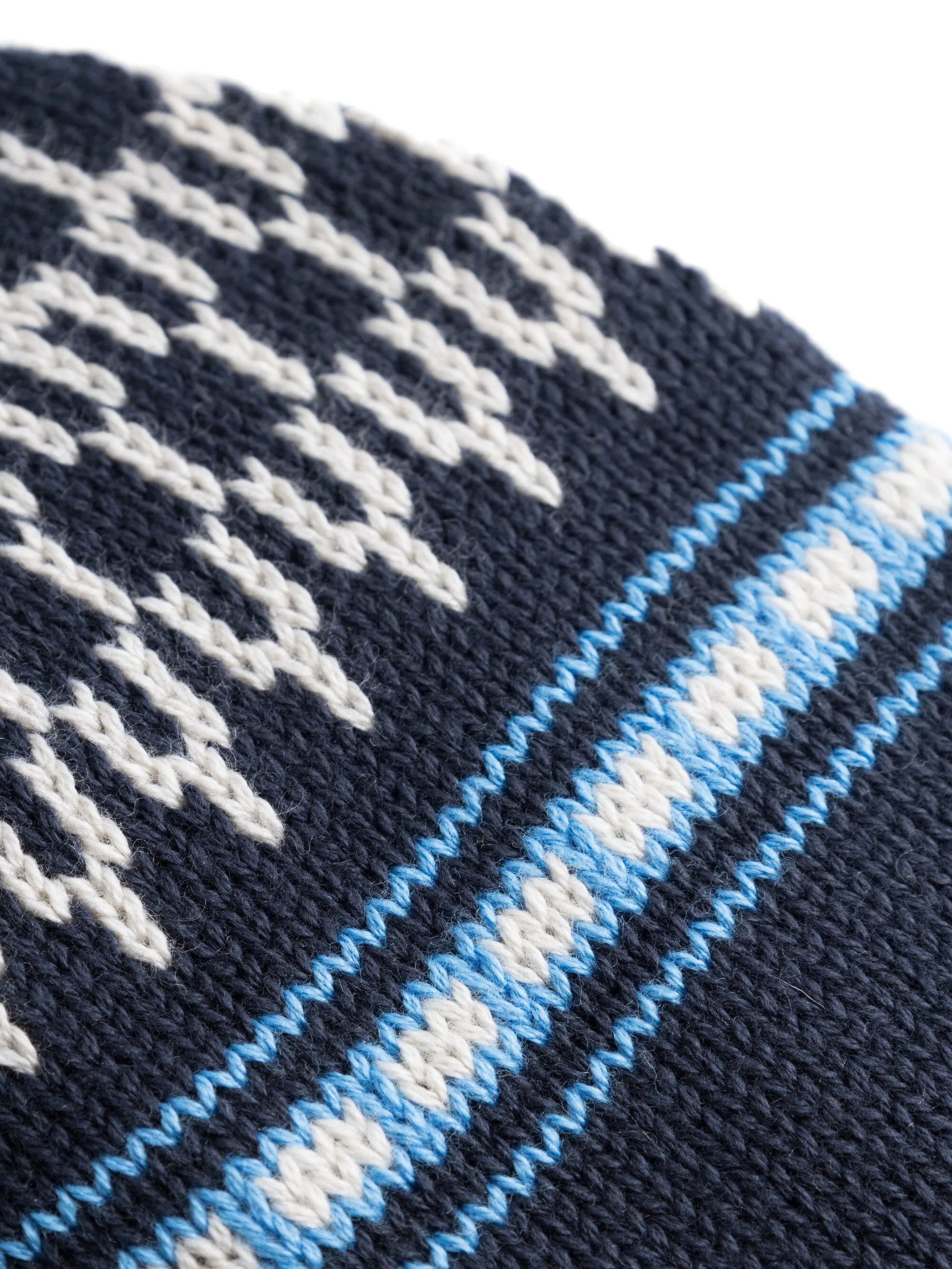 Kids Jacquard knit beanie - Blue stripe Knowledge Cotton