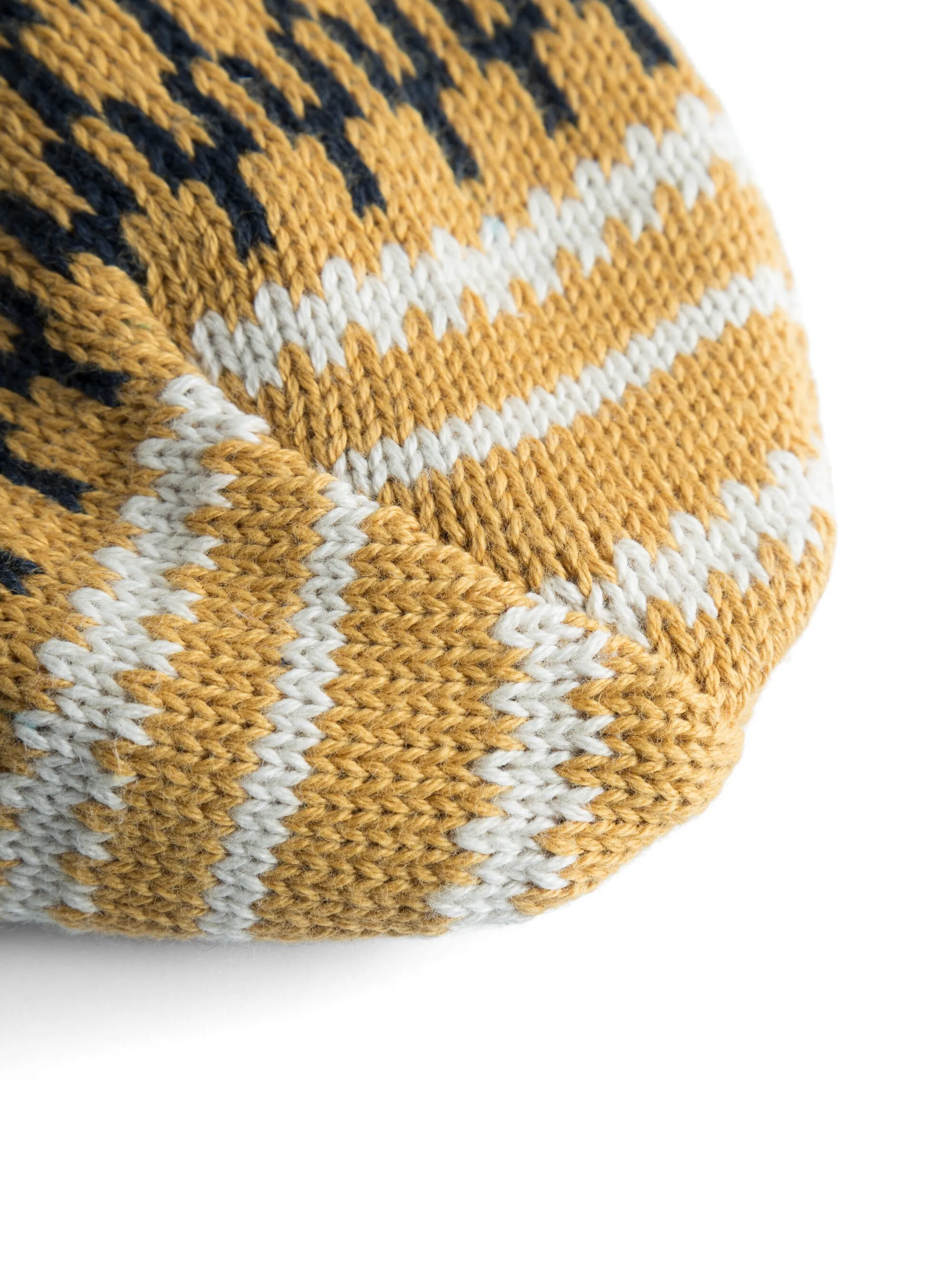 Kids Jacquard knit beanie - Yellow stripe Knowledge Cotton