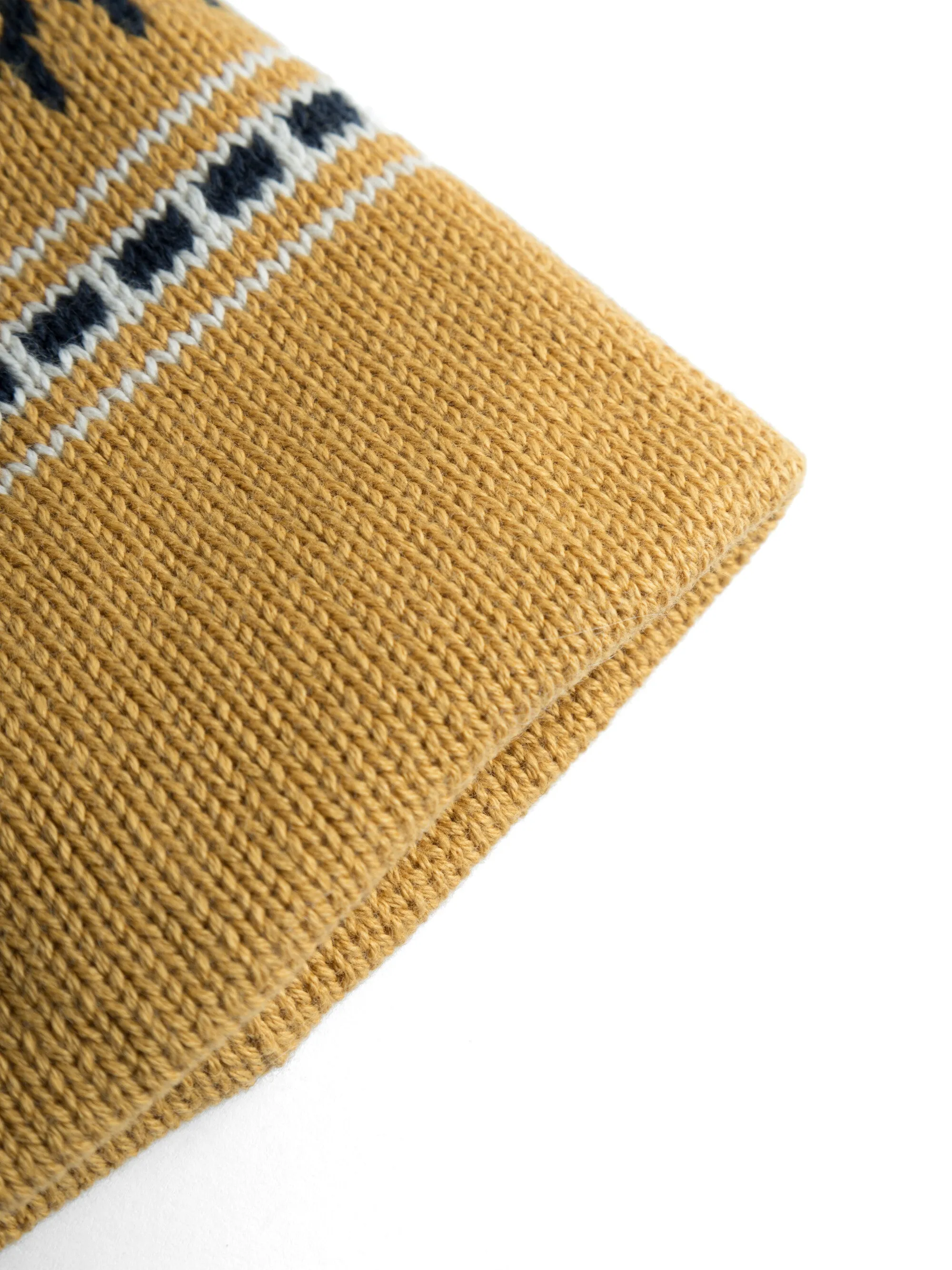 Kids Jacquard knit beanie - Yellow stripe Knowledge Cotton