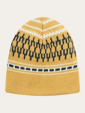 Kids Jacquard knit beanie - Yellow stripe Knowledge Cotton