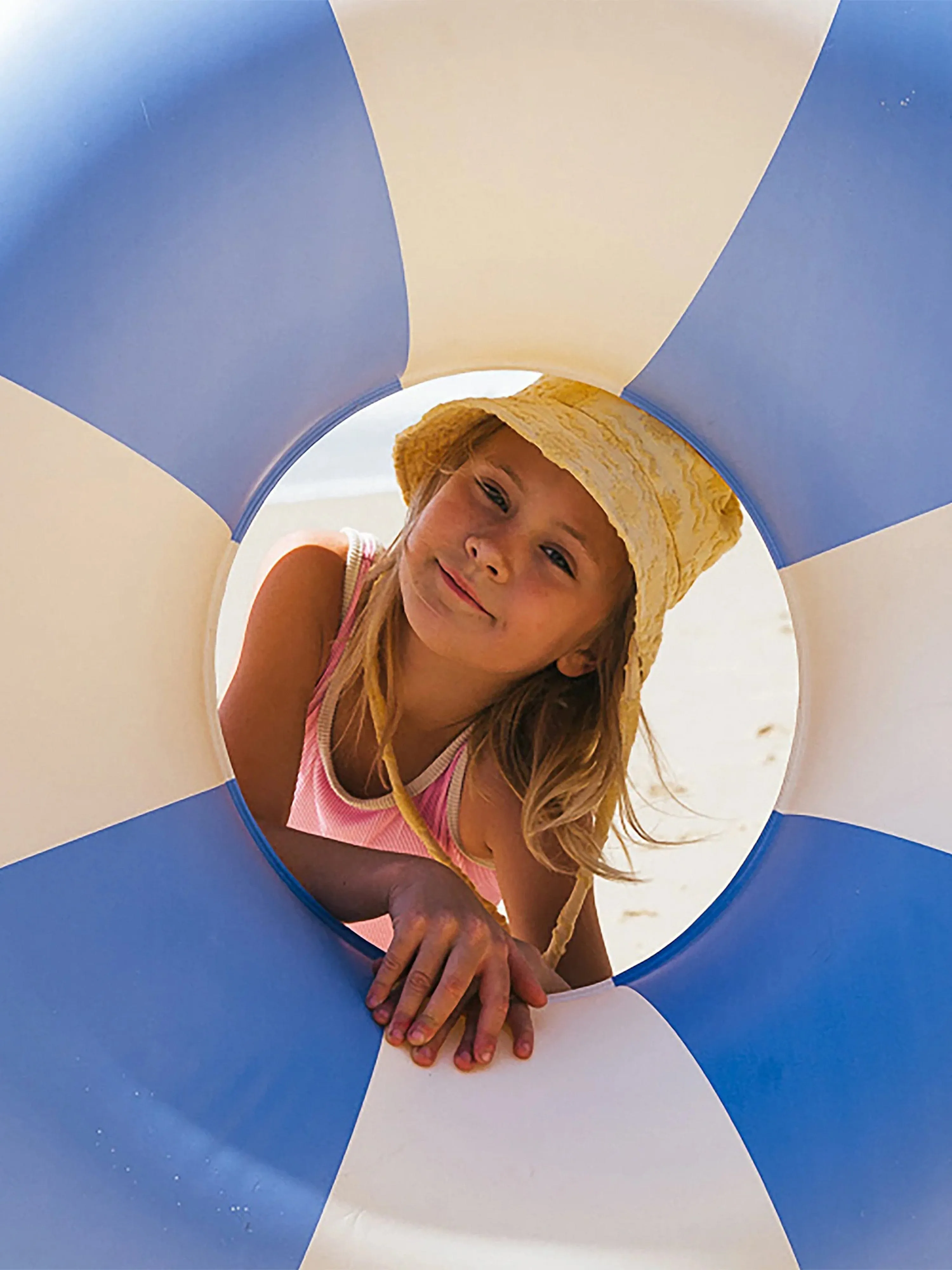 Kids Striped Pool Ring in Blue (106cm)