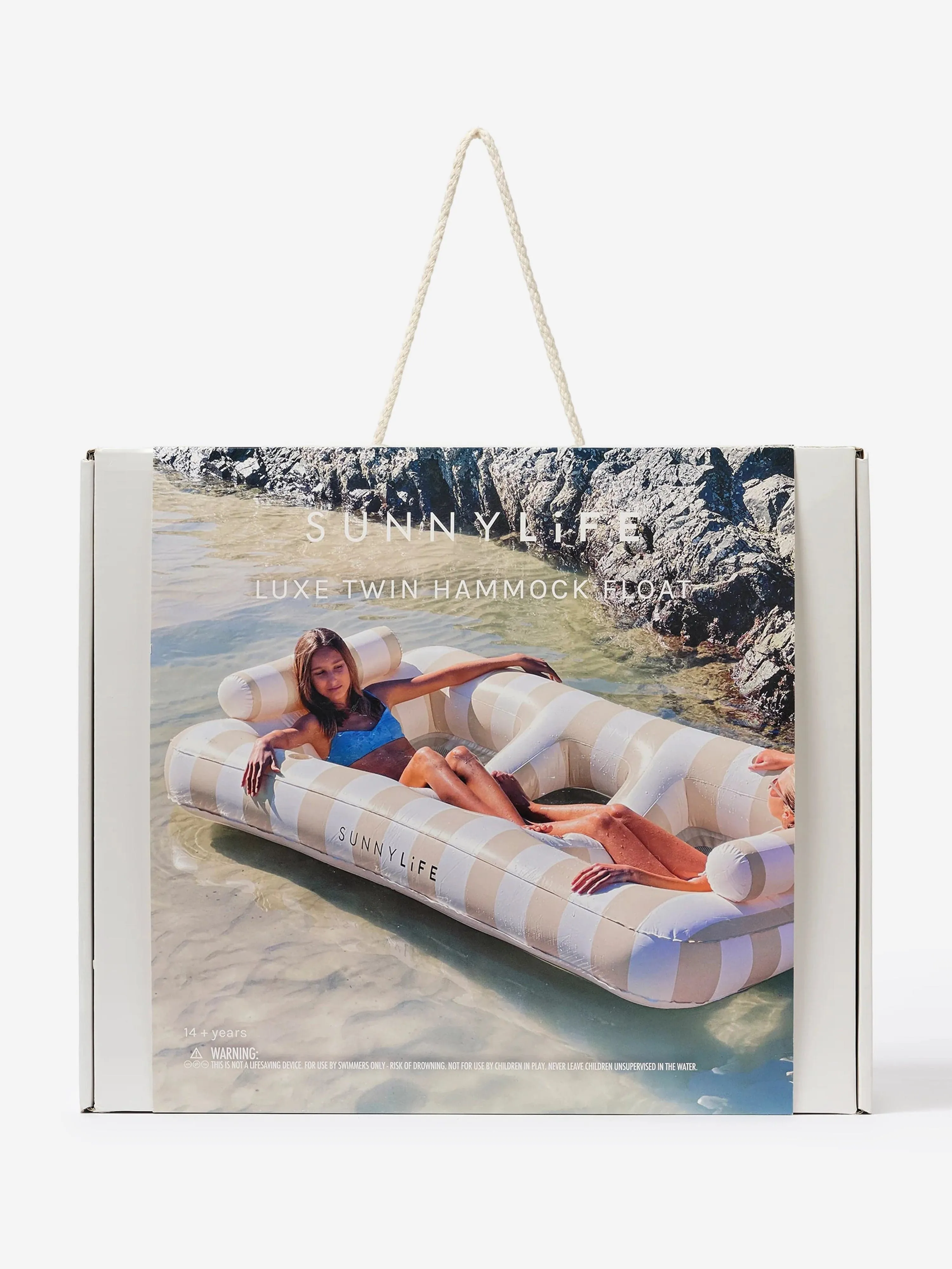 Kids Striped Twin Hammock Casa in Beige (220cm)