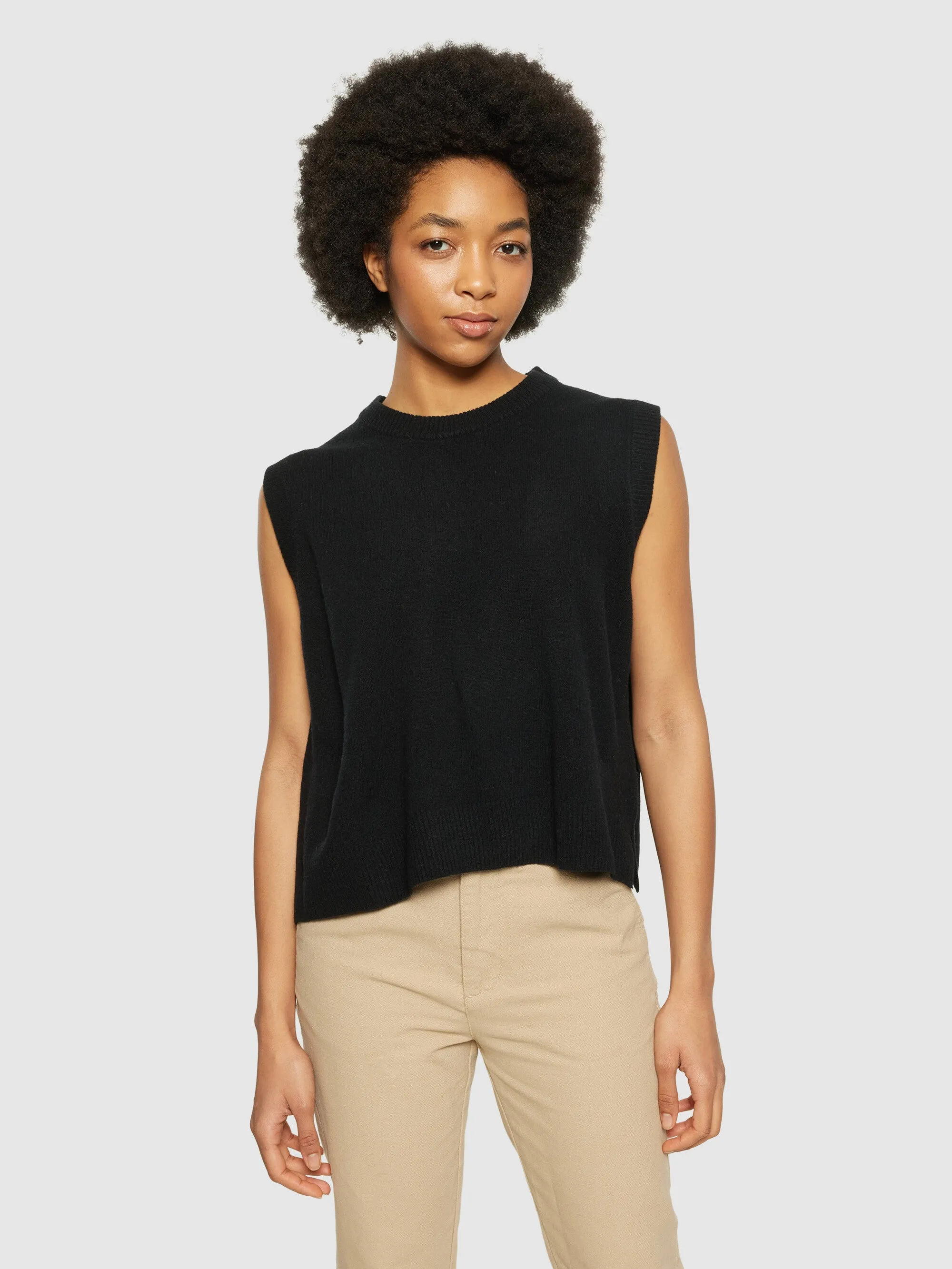 Lambswool Vest - Black Jet Knowledge Cotton