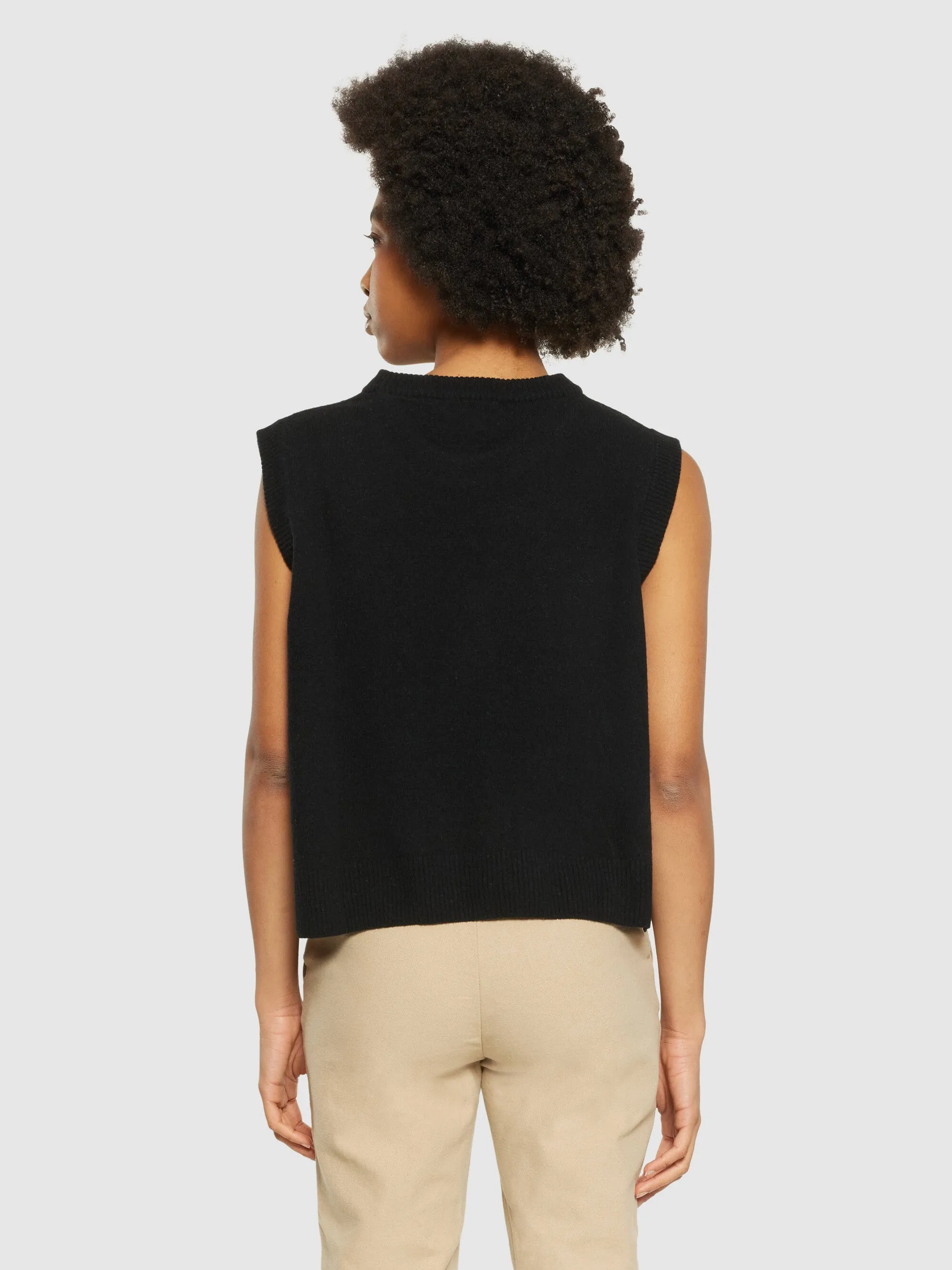 Lambswool Vest - Black Jet Knowledge Cotton