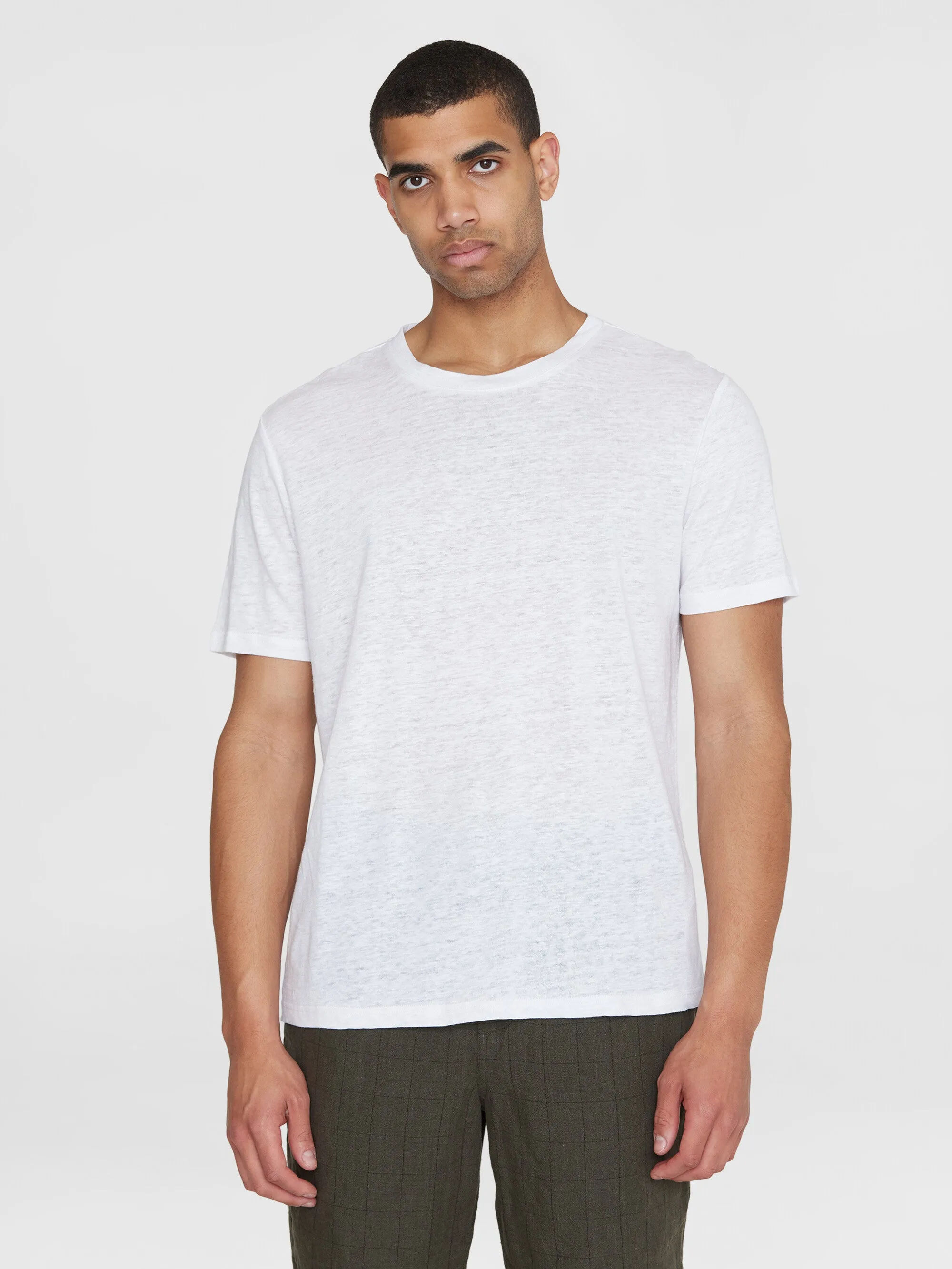 Linen t-shirt - Bright White Knowledge Cotton