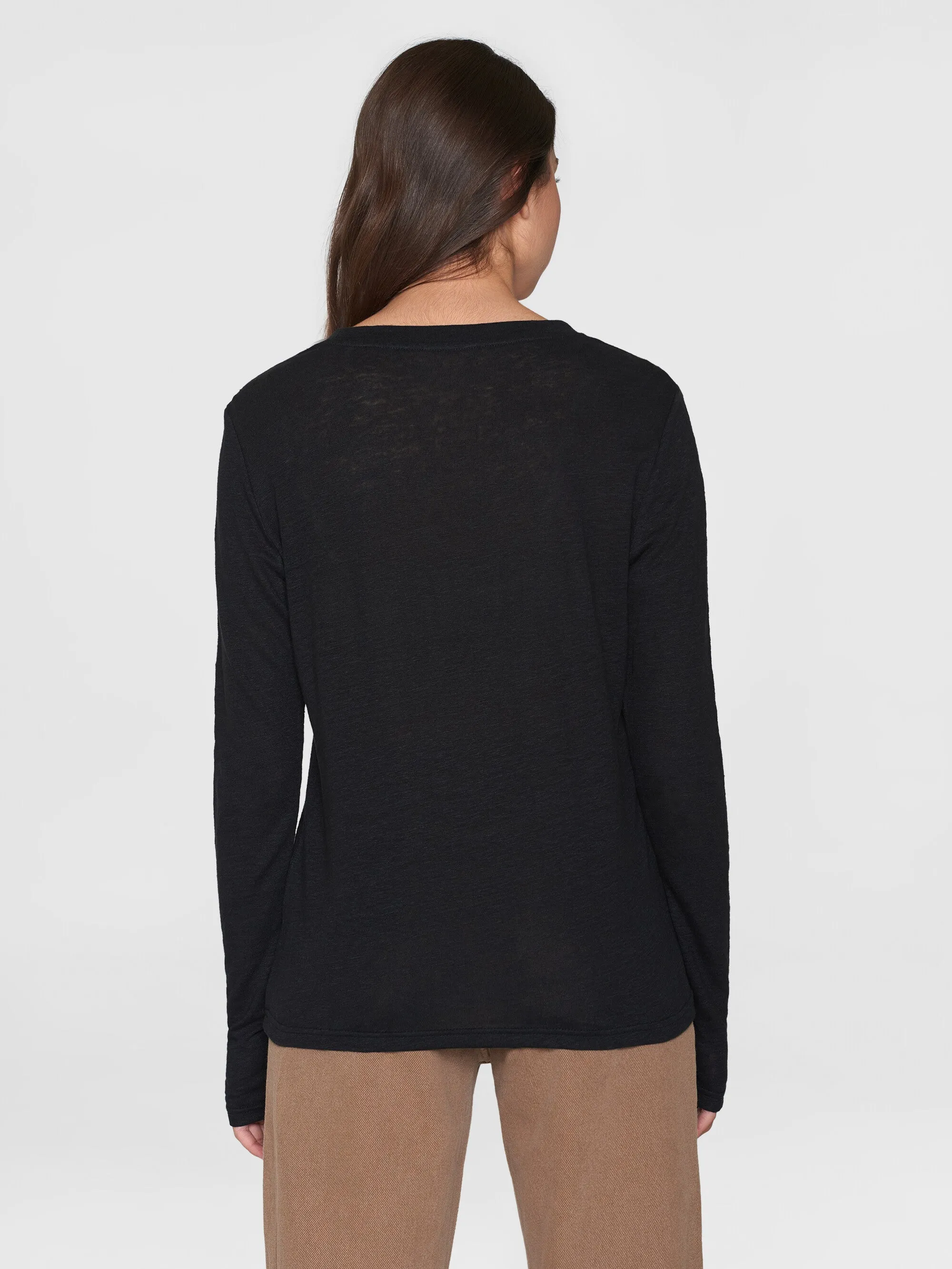 Long sleeve linen t-shirt - GOTS/Vegan - Black Jet Knowledge Cotton