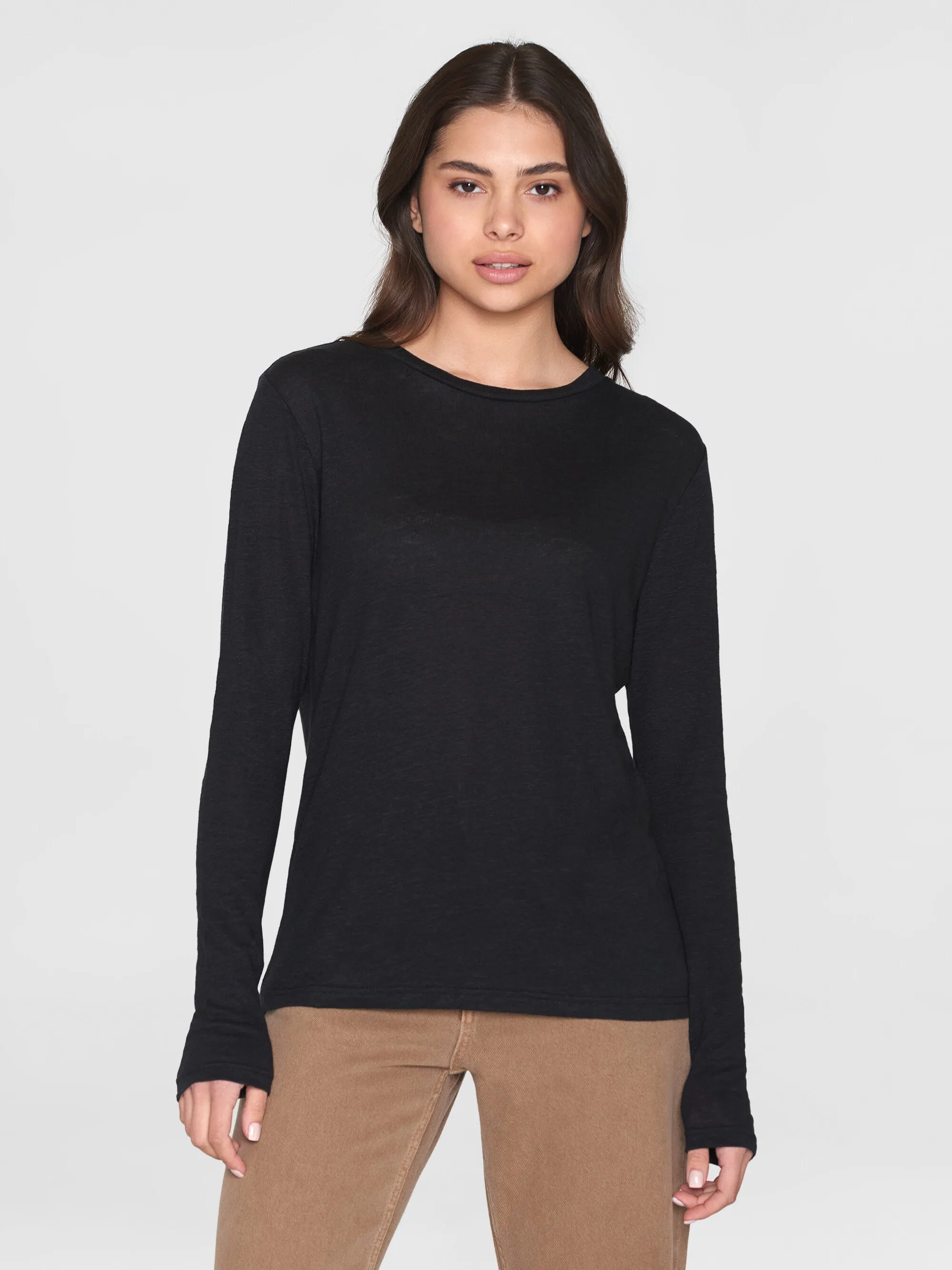 Long sleeve linen t-shirt - GOTS/Vegan - Black Jet Knowledge Cotton
