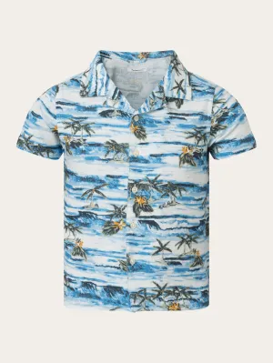 Loose fit AOP short sleeved shirt - AOP Knowledge Cotton