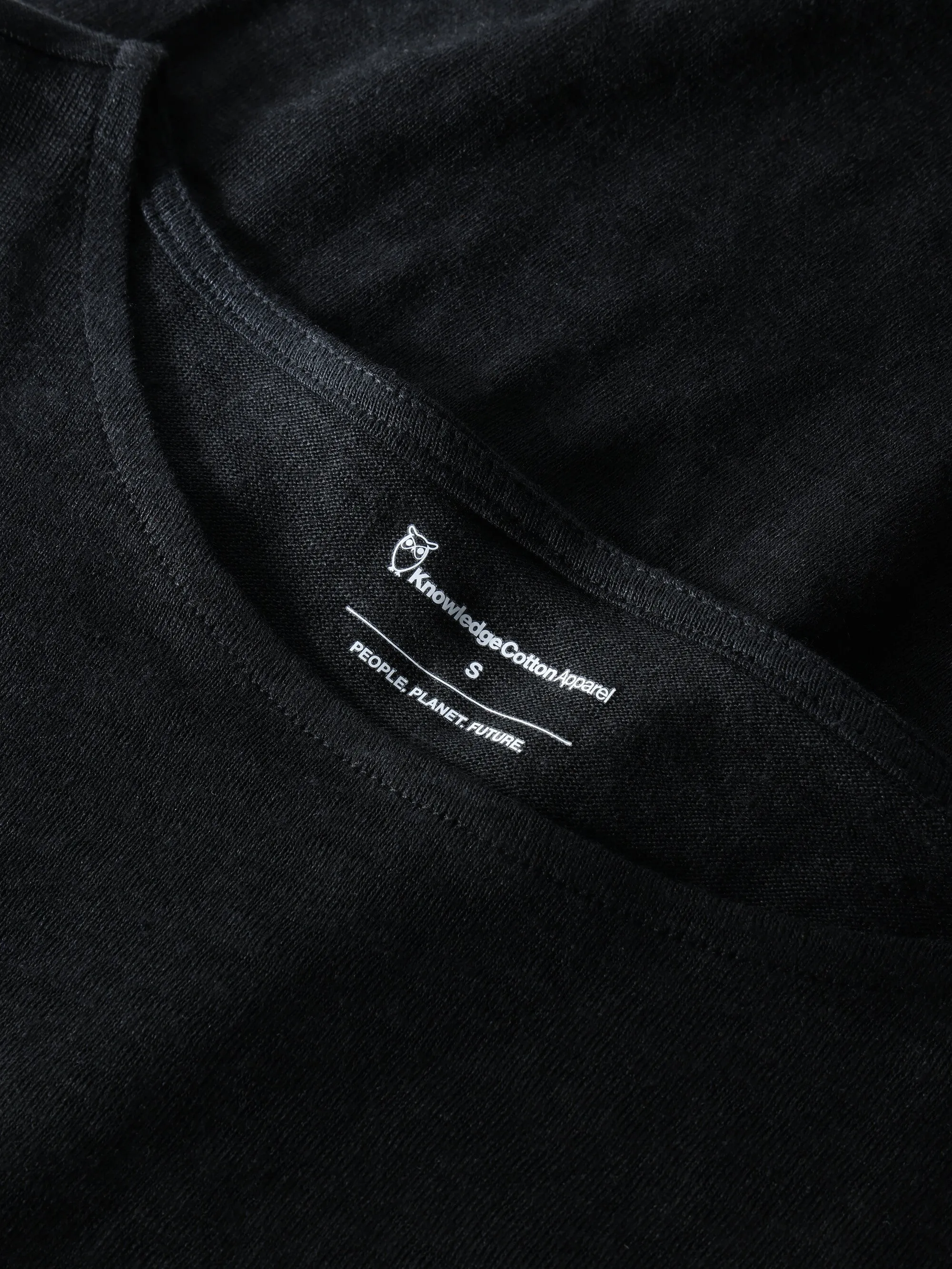 Loose fold up linen t-shirt - Black Jet Knowledge Cotton