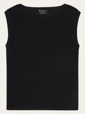 Loose fold up linen t-shirt - Black Jet Knowledge Cotton