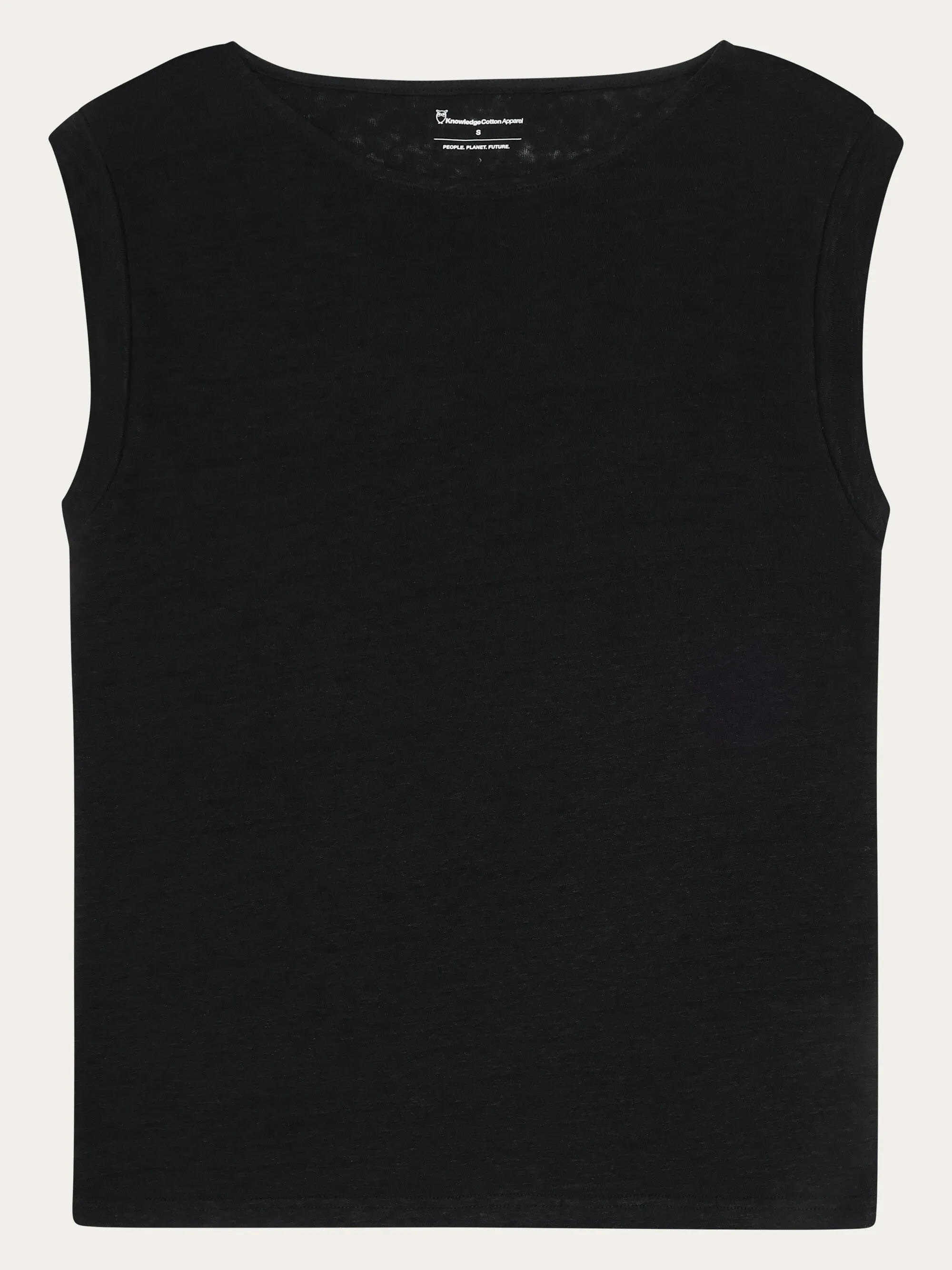 Loose fold up linen t-shirt - Black Jet Knowledge Cotton