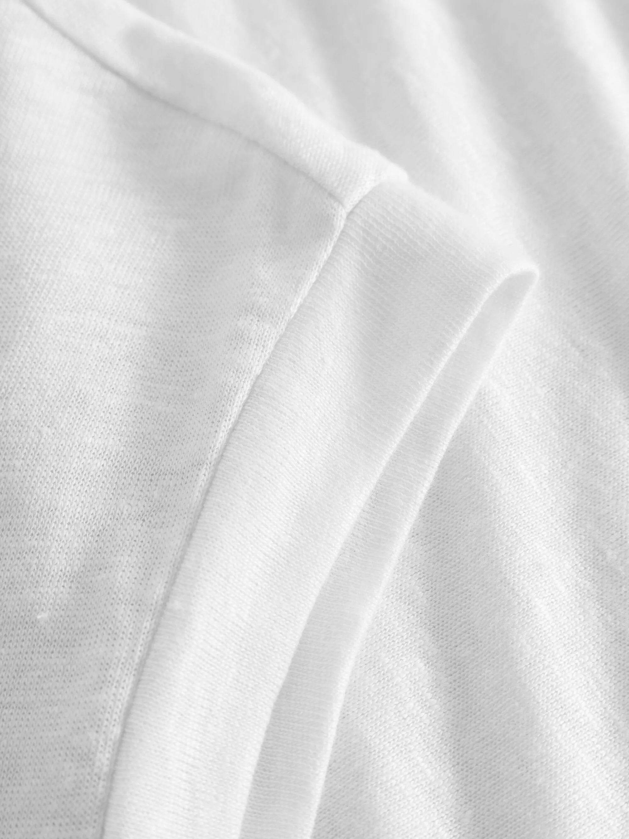 Loose fold up linen t-shirt - Bright White Knowledge Cotton
