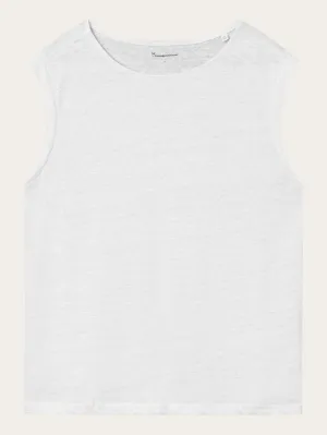 Loose fold up linen t-shirt - Bright White Knowledge Cotton