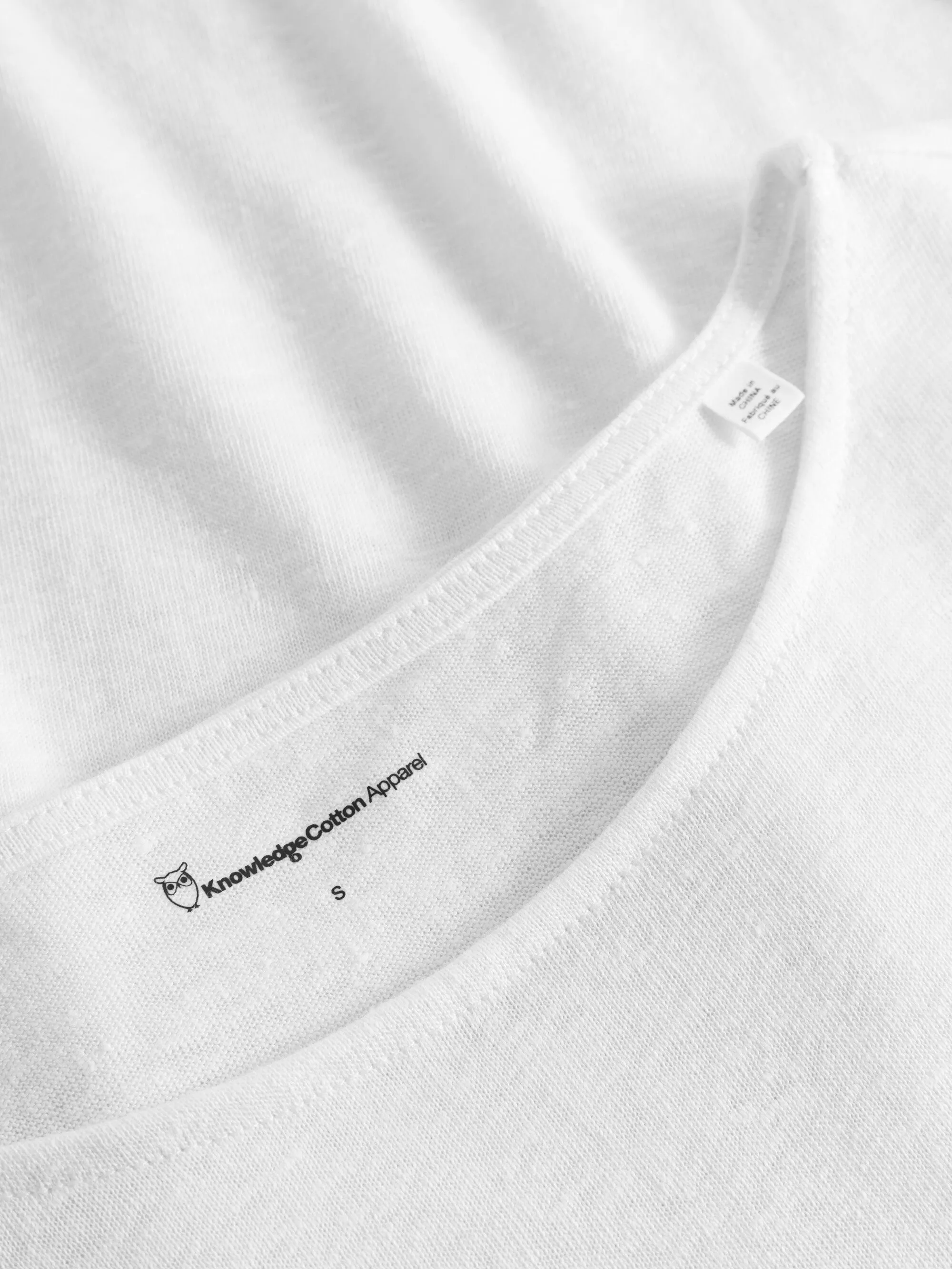Loose fold up linen t-shirt - Bright White Knowledge Cotton