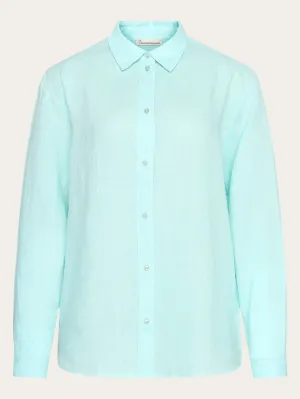 Loose linen long sleeved shirt - GOTS/Vegan - Aqua-Esque Knowledge Cotton