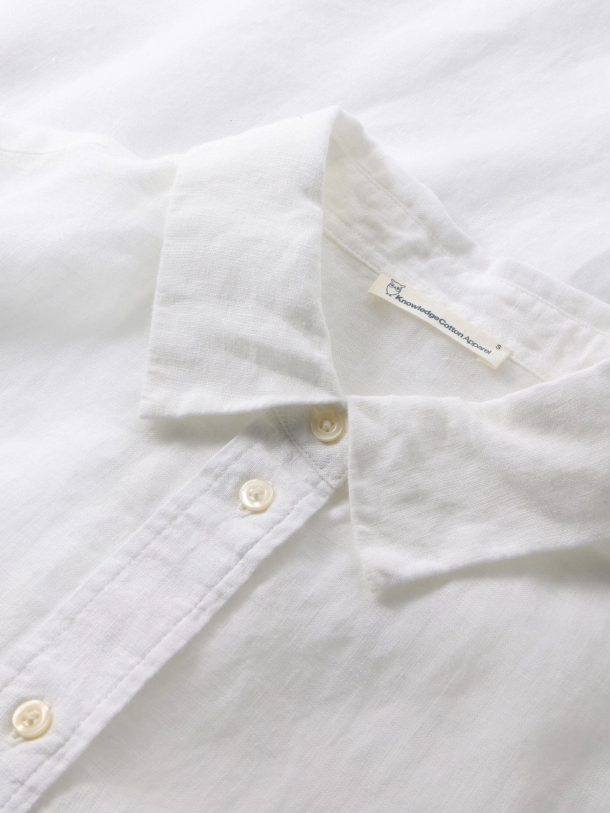 Loose linen long sleeved shirt - GOTS/Vegan - Bright White Knowledge Cotton