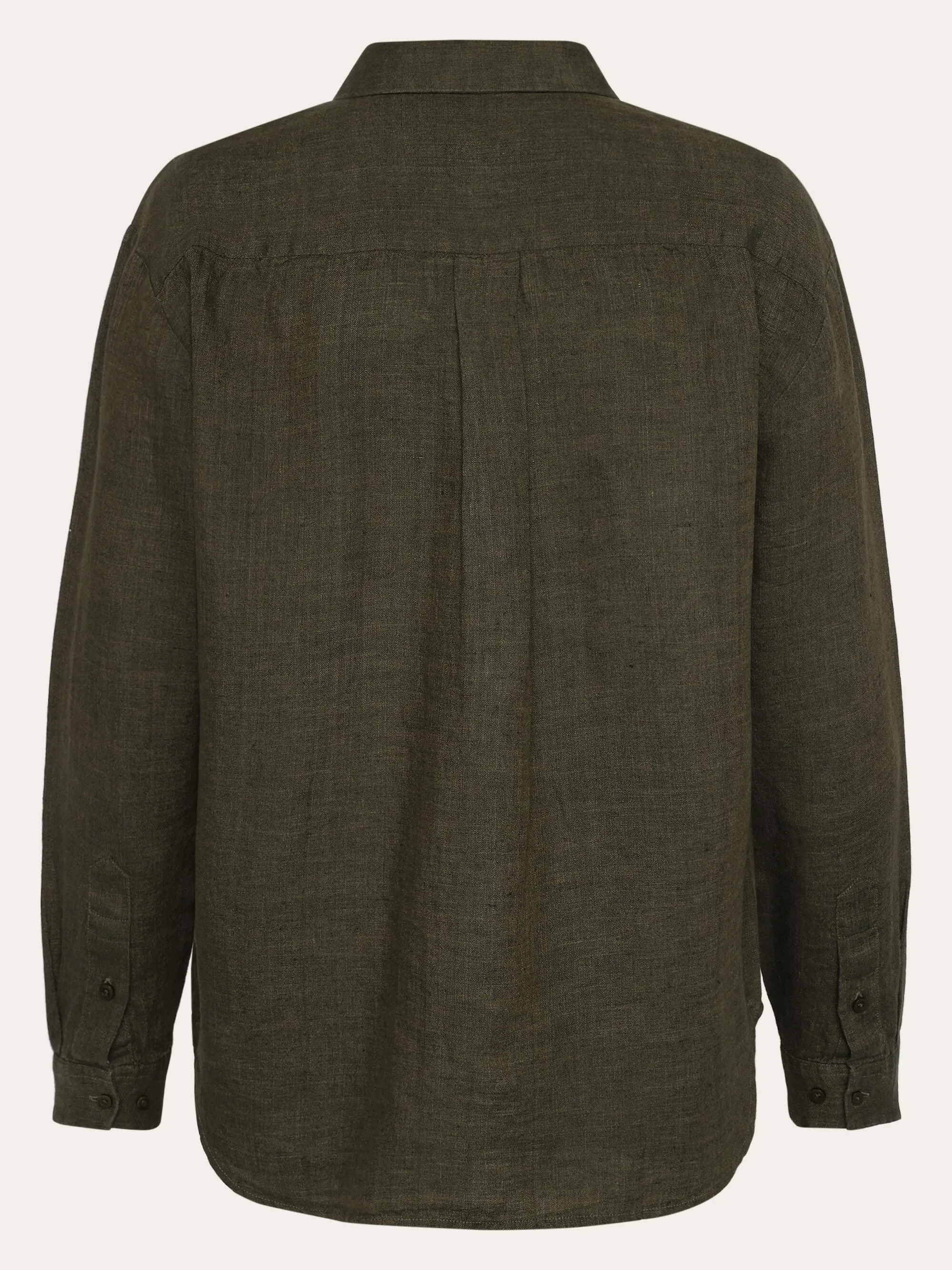 Loose linen long sleeved shirt - GOTS/Vegan - Burned Olive Knowledge Cotton