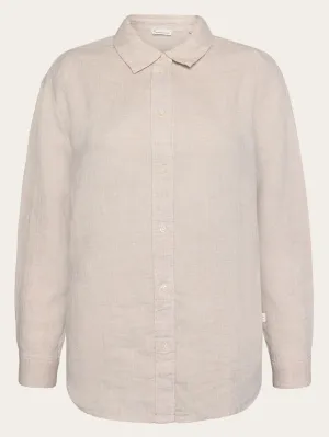 Loose linen long sleeved shirt - GOTS/Vegan - Yarndyed - Light feather gray Knowledge Cotton