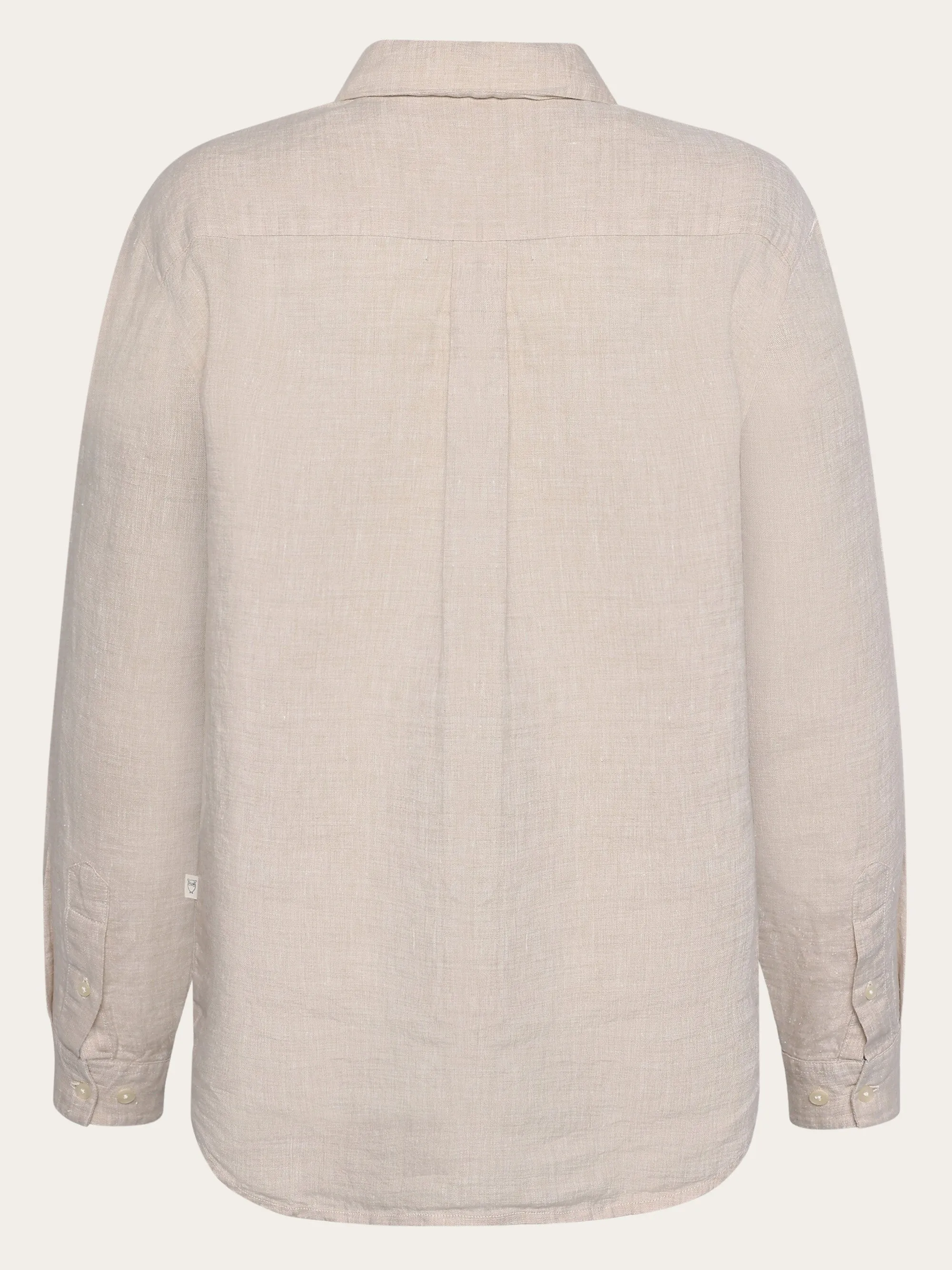 Loose linen long sleeved shirt - GOTS/Vegan - Yarndyed - Light feather gray Knowledge Cotton