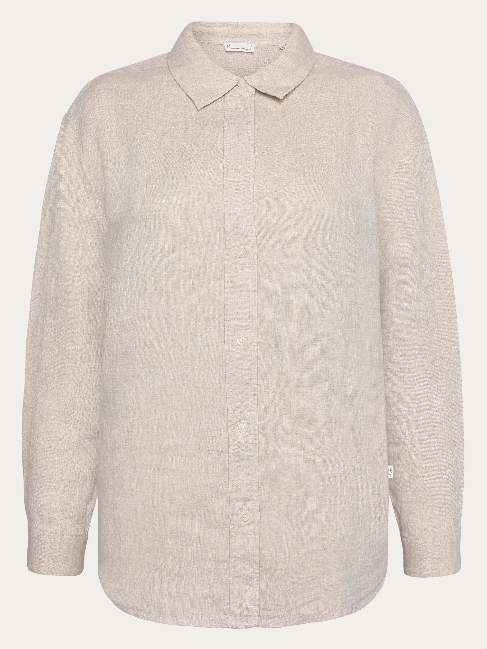 Loose linen long sleeved shirt - GOTS/Vegan - Yarndyed - Light feather gray Knowledge Cotton