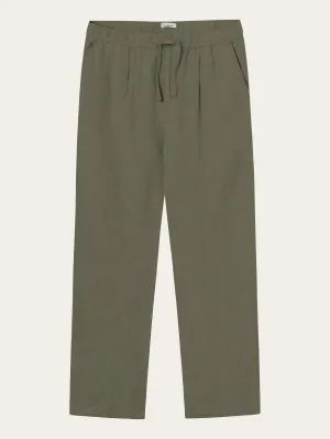 Loose linen pant - Burned Olive Knowledge Cotton