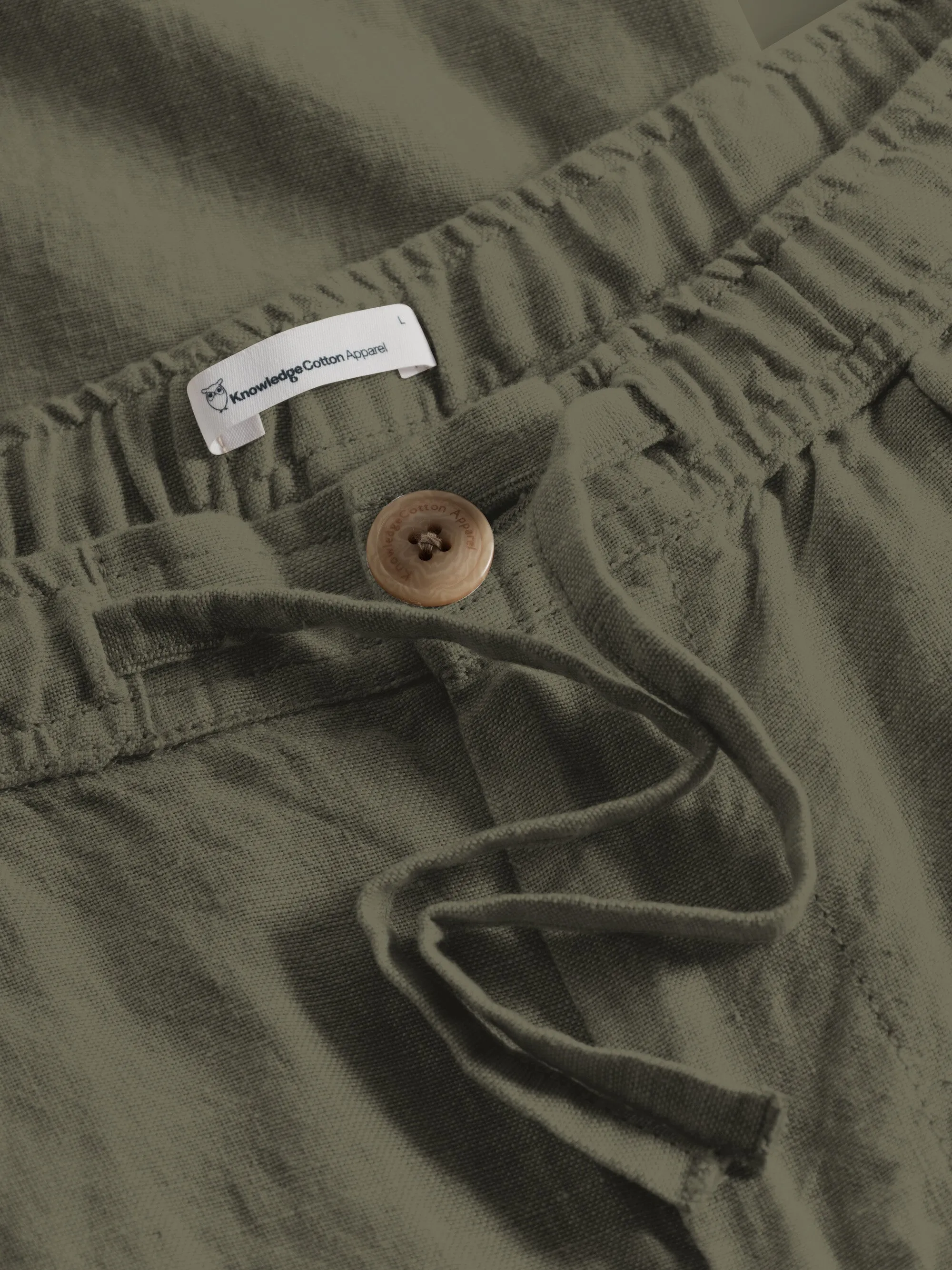 Loose linen pant - Burned Olive Knowledge Cotton