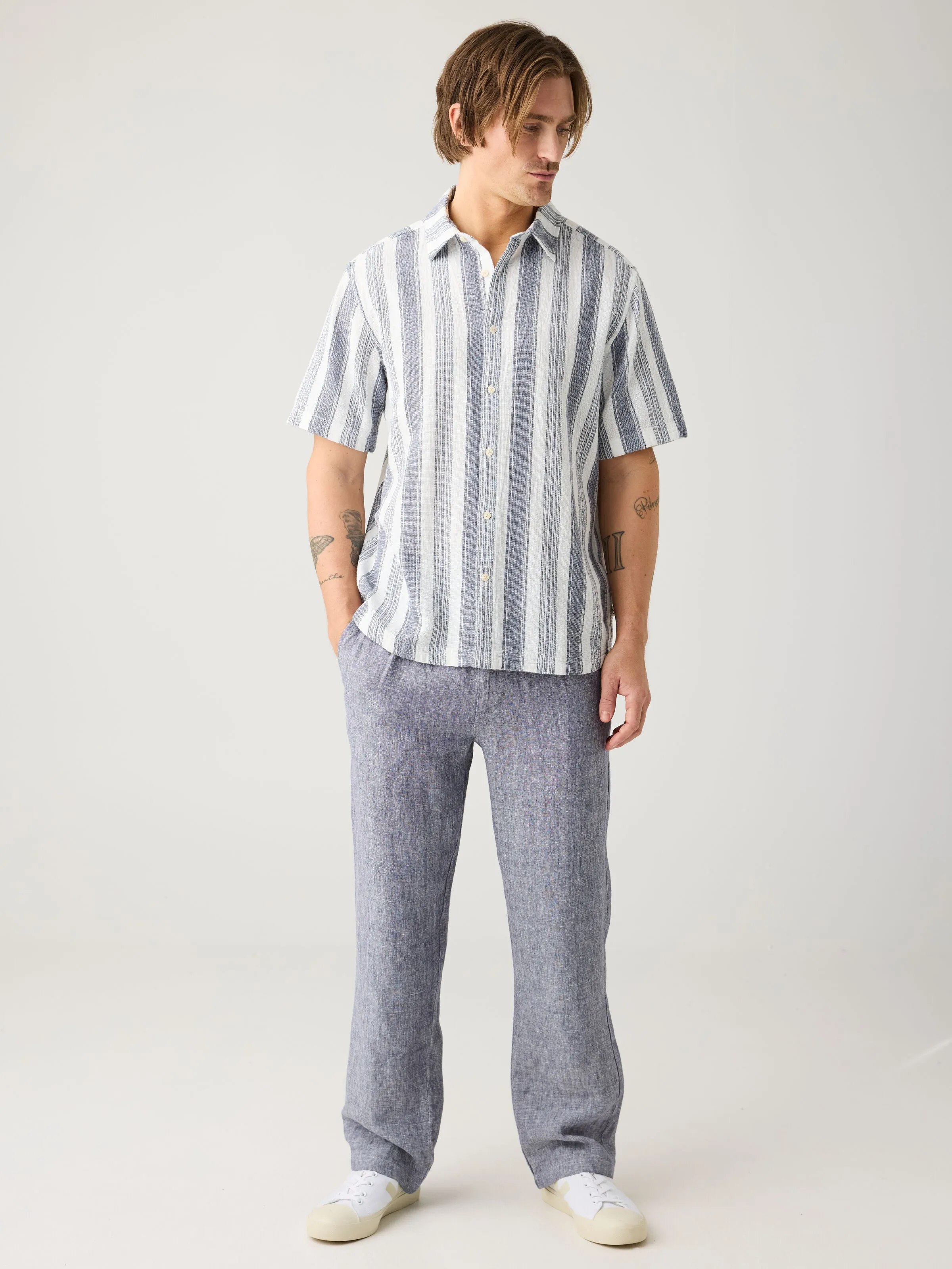 Loose linen pant - Vintage Indigo Knowledge Cotton
